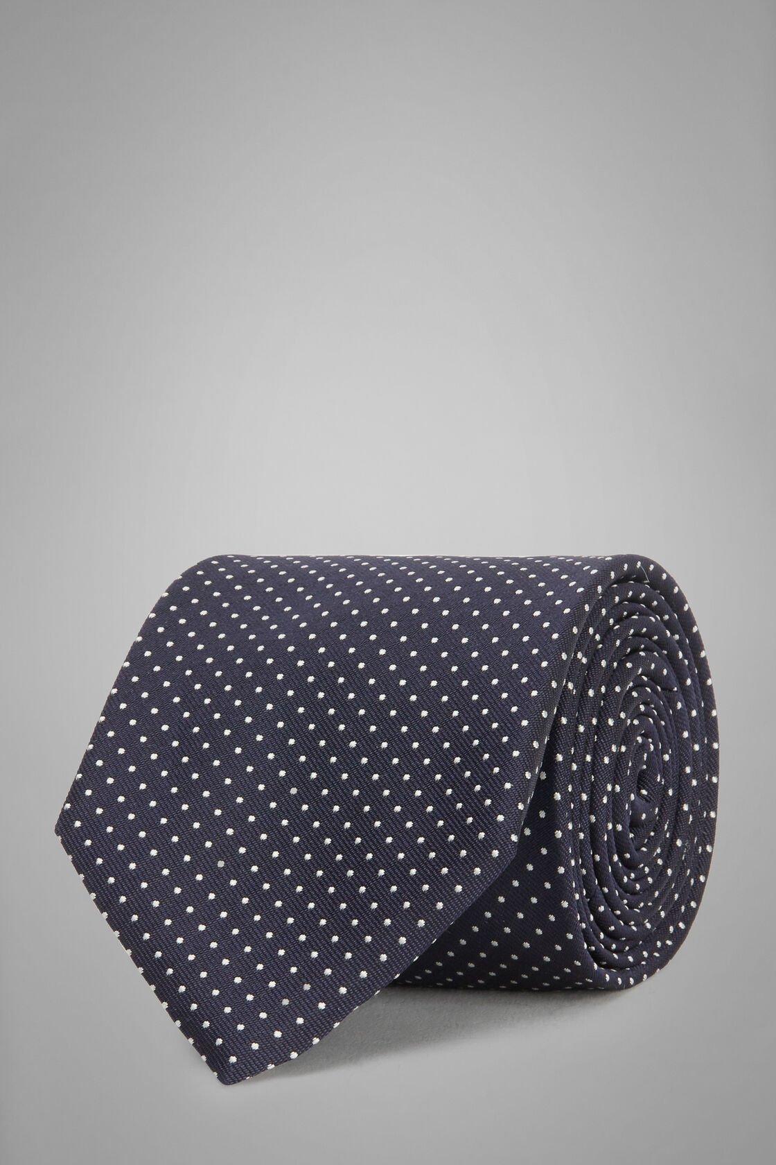 ربطة عنق حرير من الجاكار أزرق, Navy blue, large image number 0