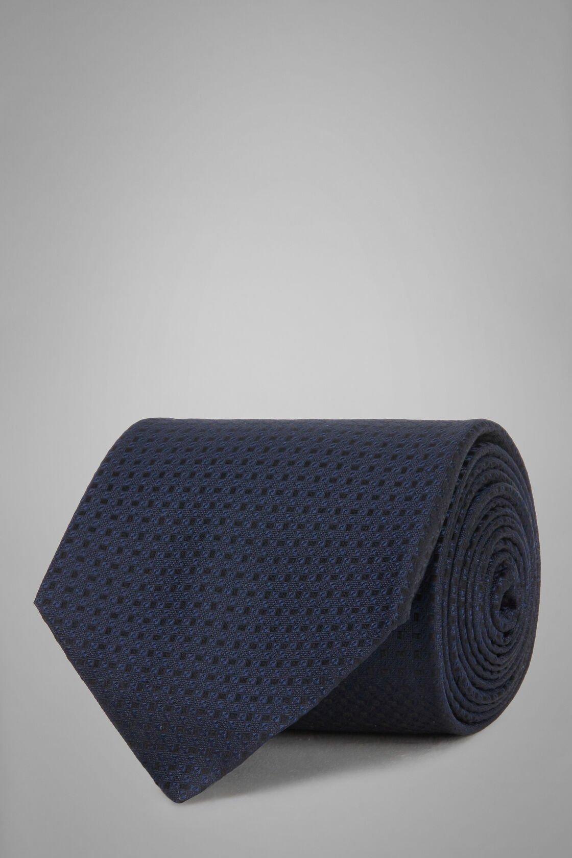 Silk Jacquard Tie, Navy Blue, Navy blue, large image number 0