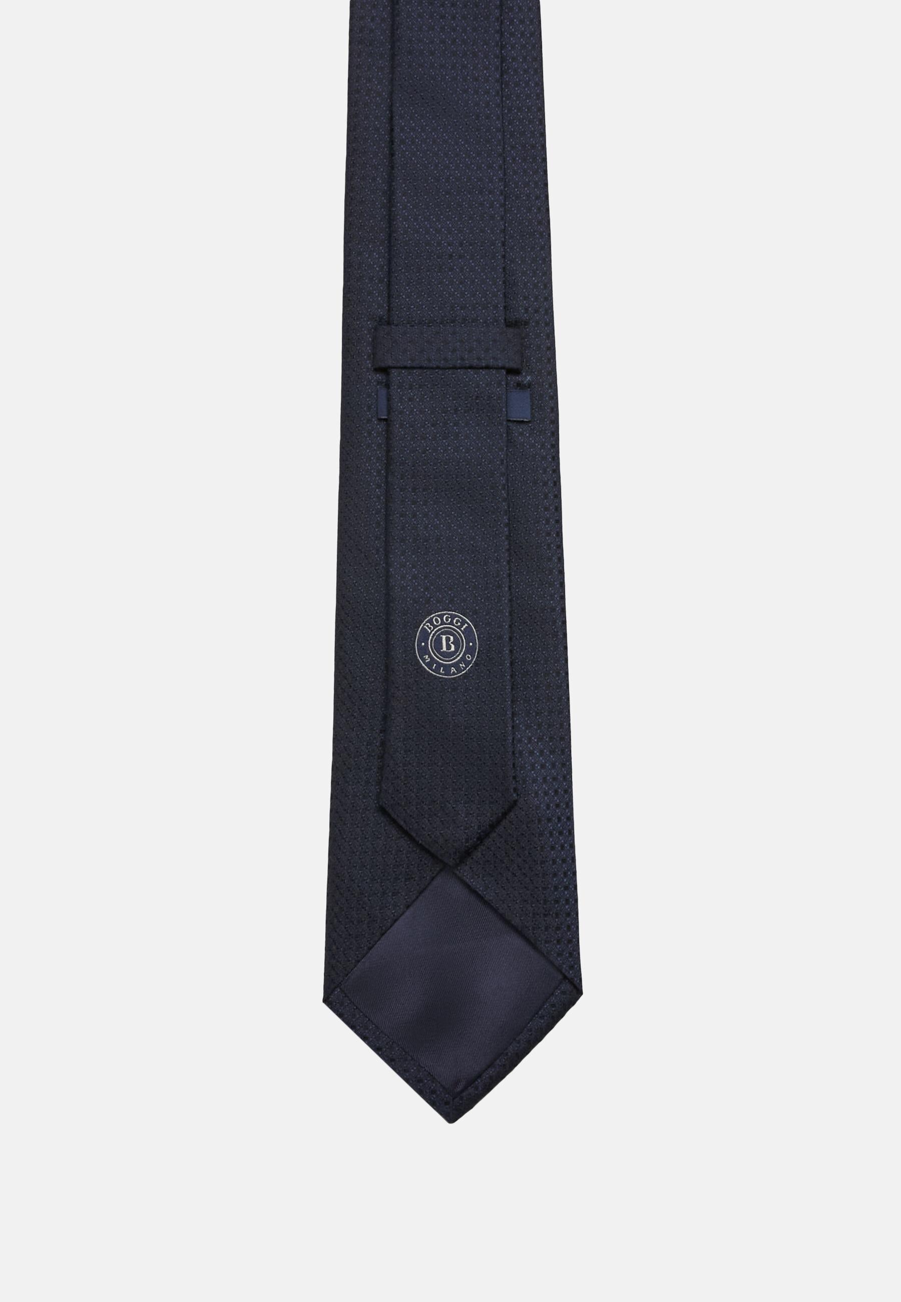 Silk Jacquard Tie, Navy Blue, Navy blue, large image number 1