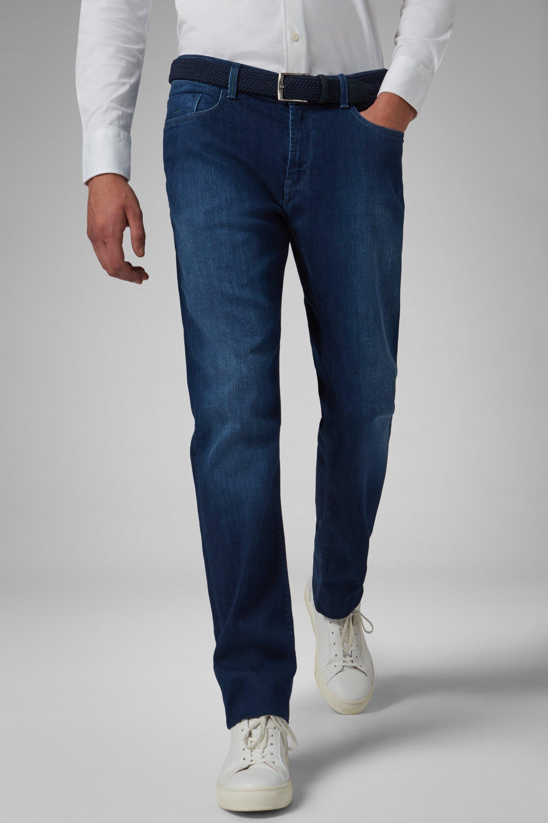 Stretch Cotton Slim Trousers Blue, Denim, large image number 0