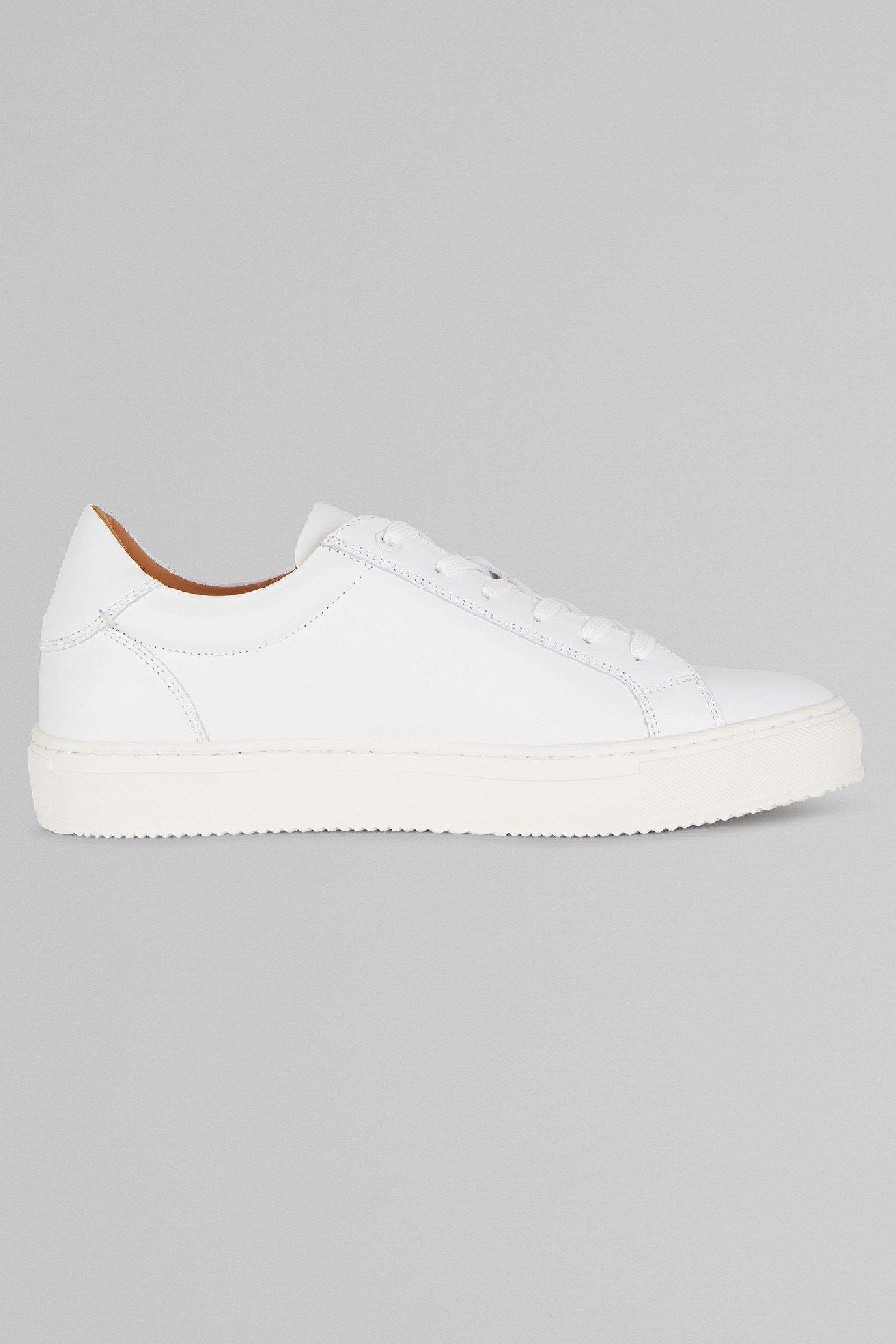 White Leather Trainers, White, White, large