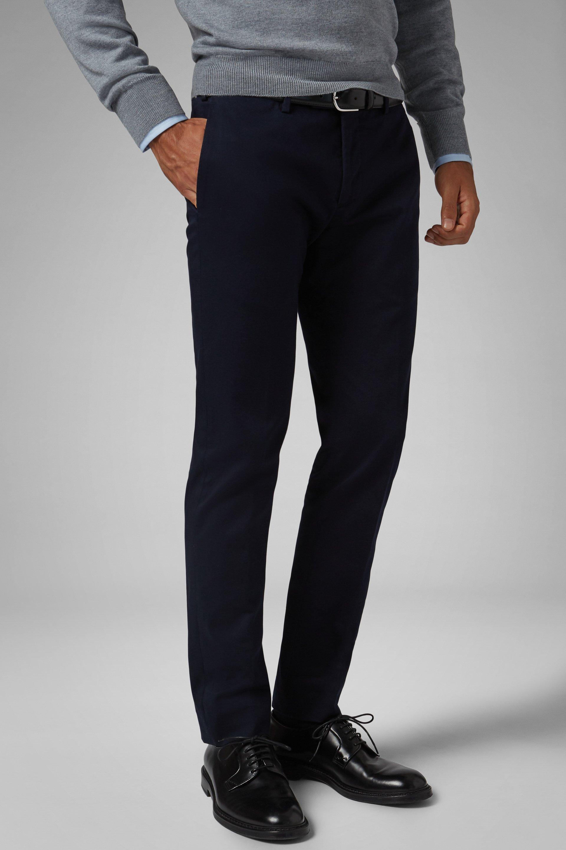 Blue Stretch Cotton Slim Trousers, , medium