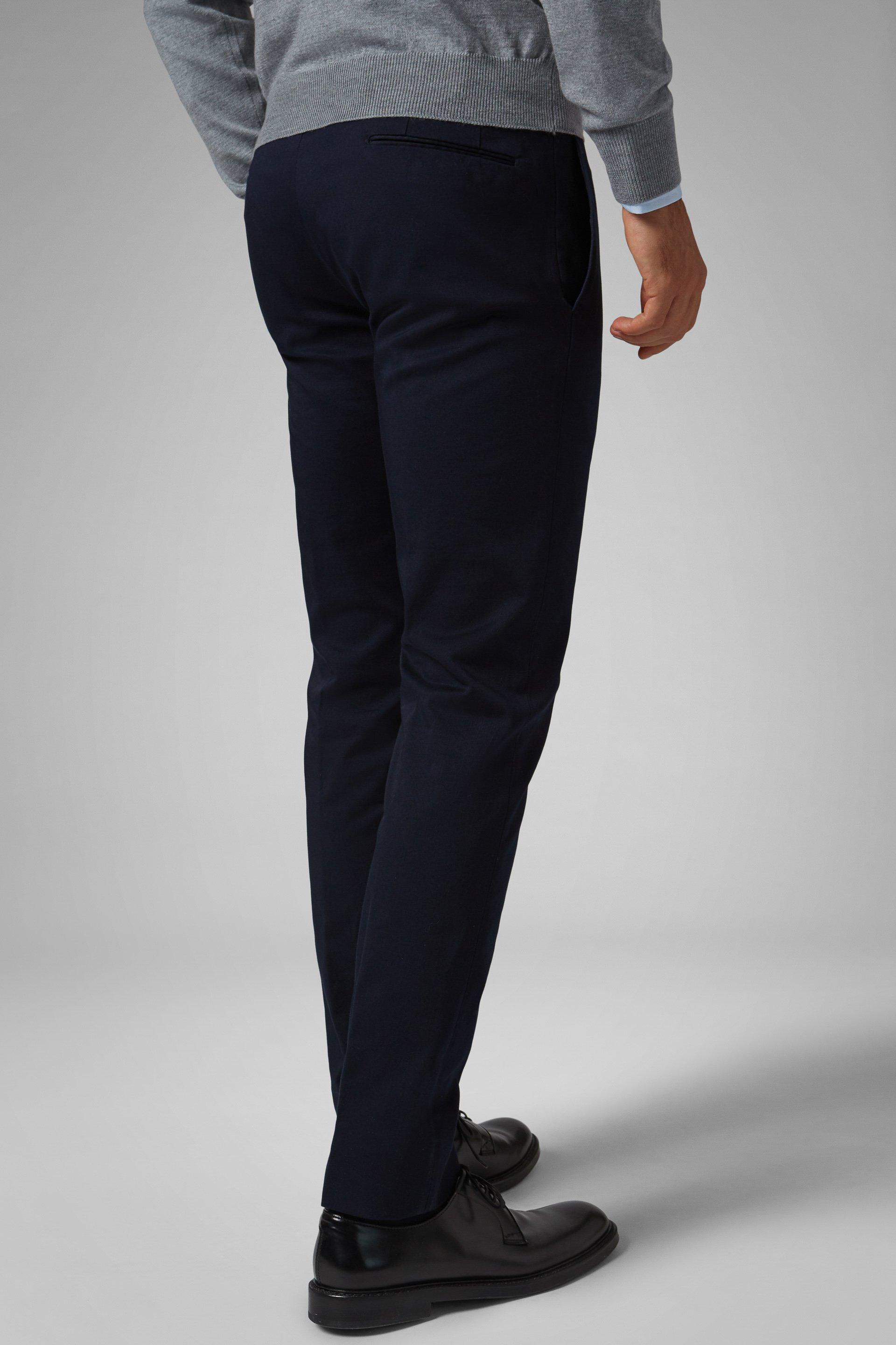 Blue Stretch Cotton Slim Trousers, , large image number 2