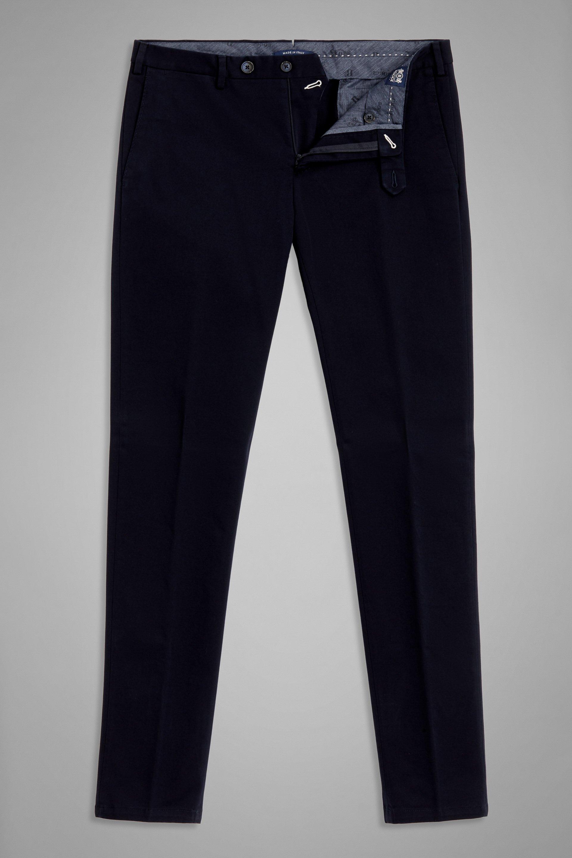 Blue Stretch Cotton Slim Trousers, , large image number 6