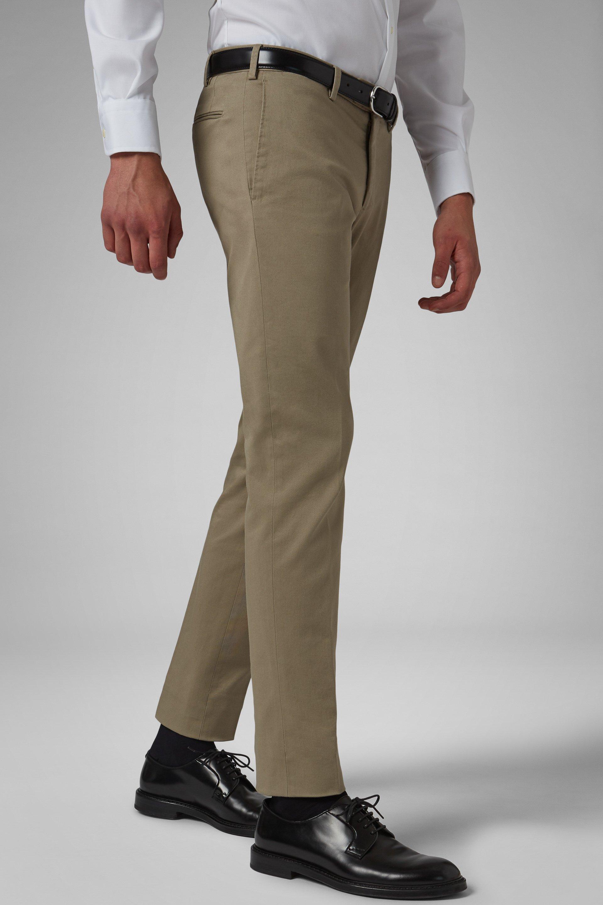 Beige Stretch Cotton Slim Trousers, , large image number 0