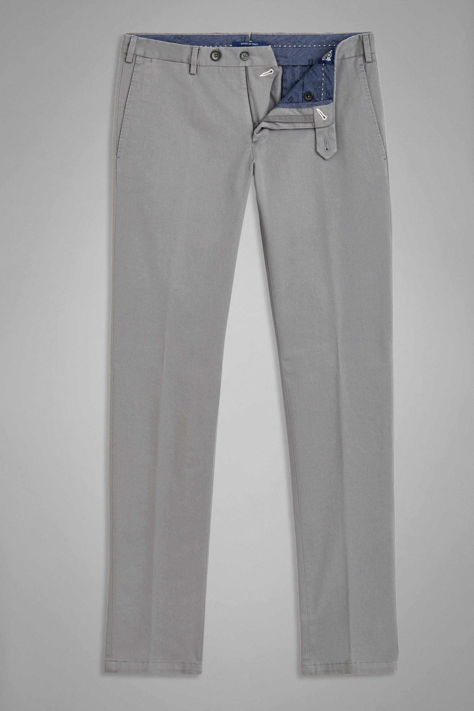 Grey Stretch Cotton Slim Trousers, , large image number 2
