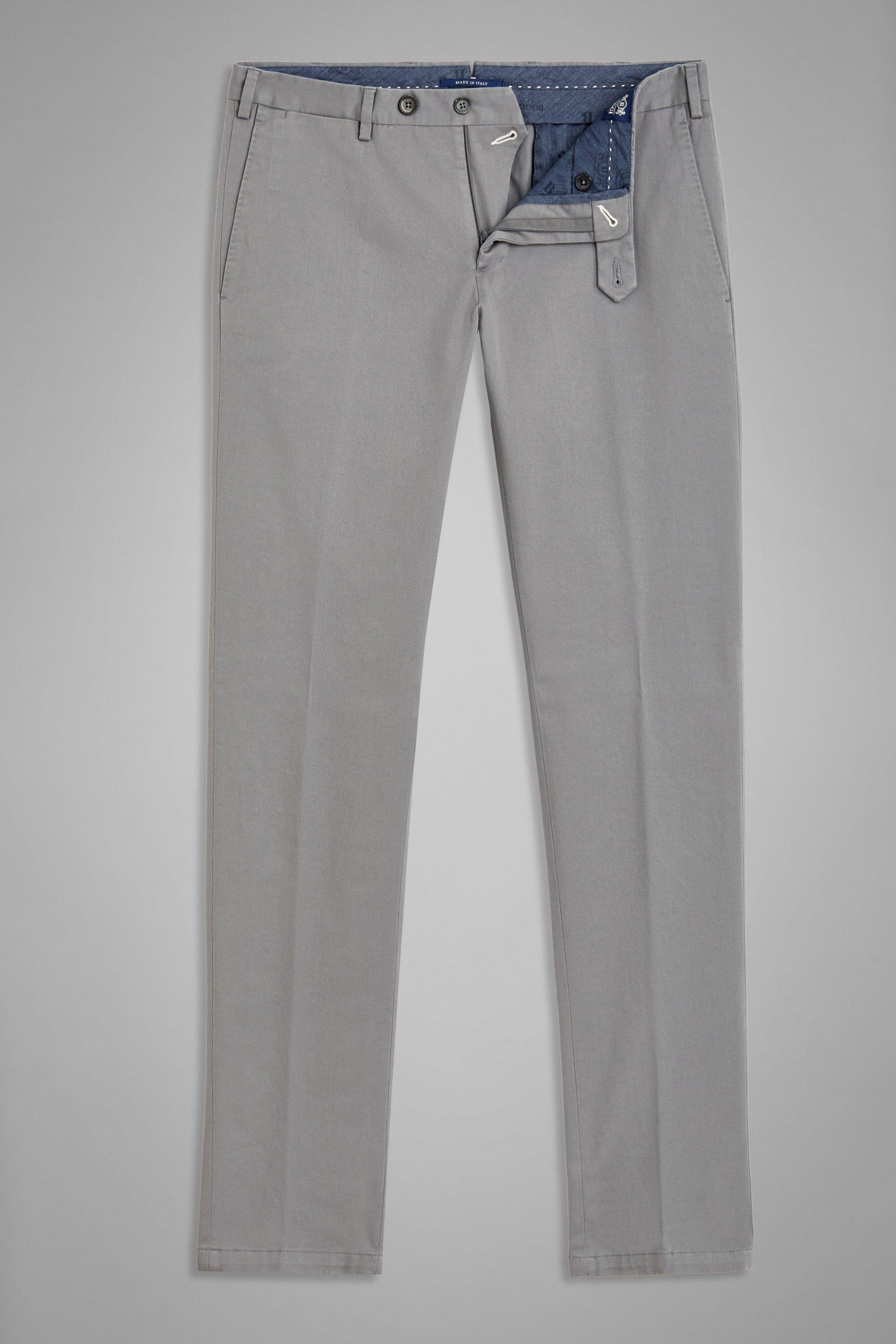 Boggi Milano Grey Stretch Cotton Slim Trousers