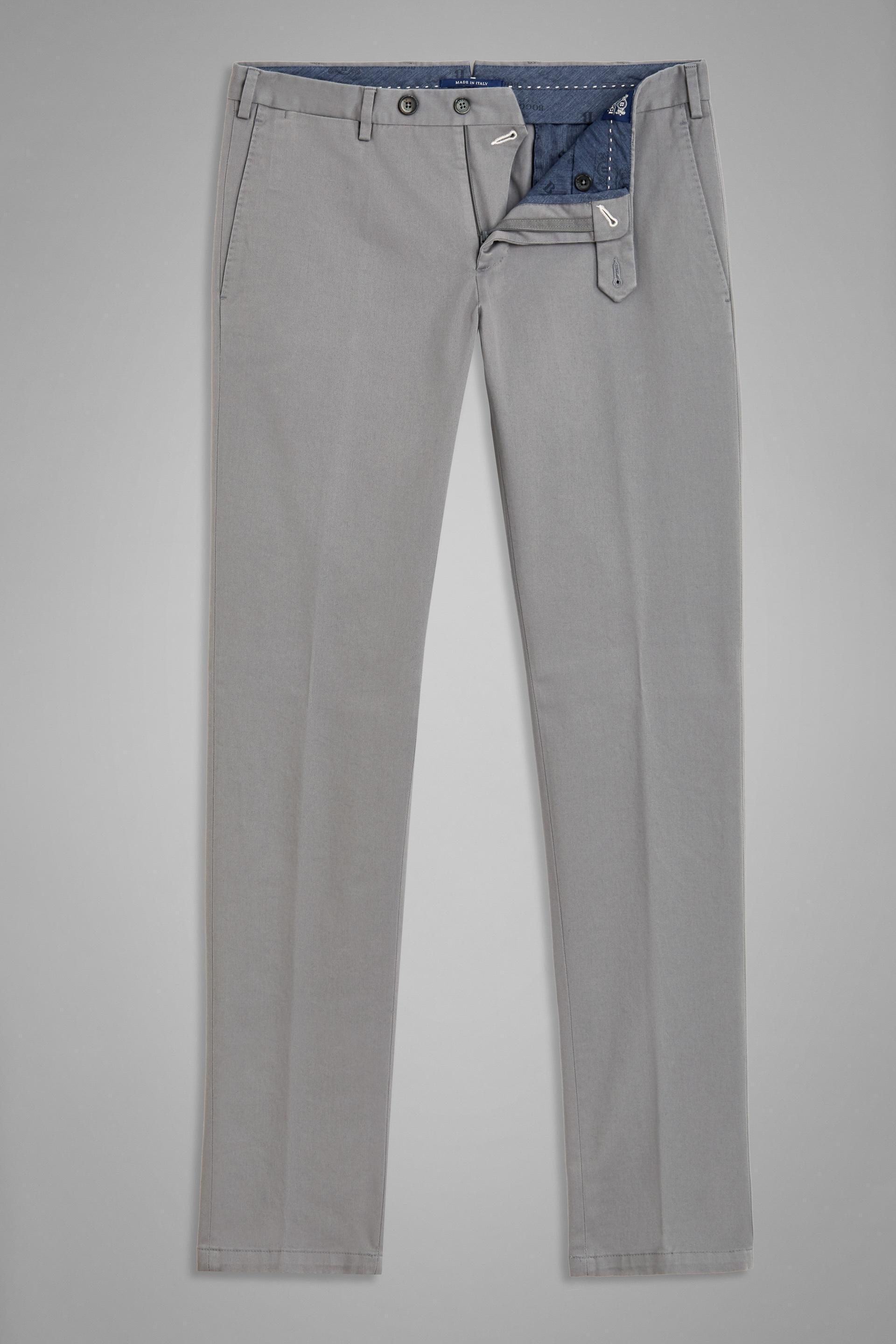 Grey Stretch Cotton Slim Trousers, , large image number 5