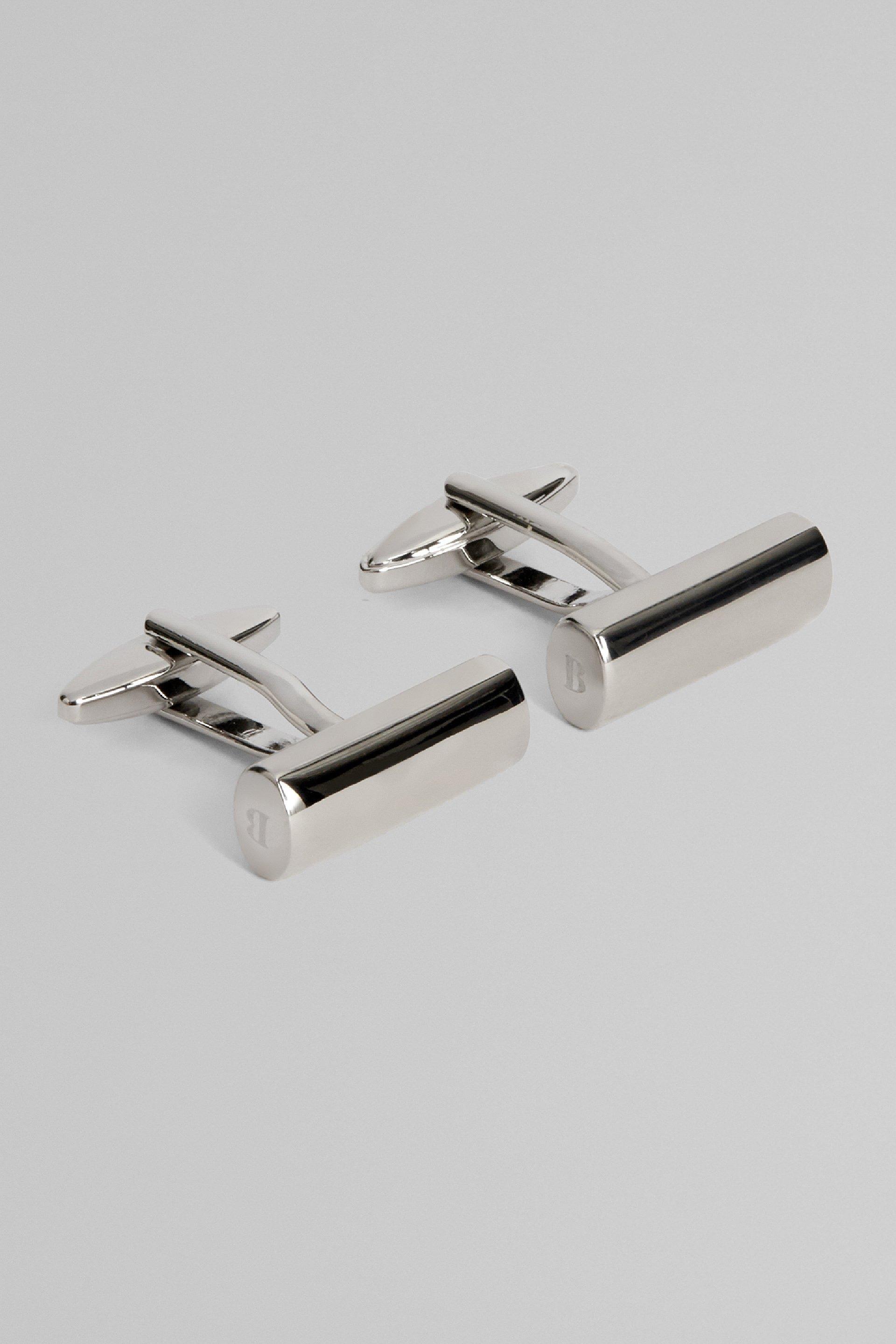 Grey Bar Logo Cufflinks, Silver, large image number 0