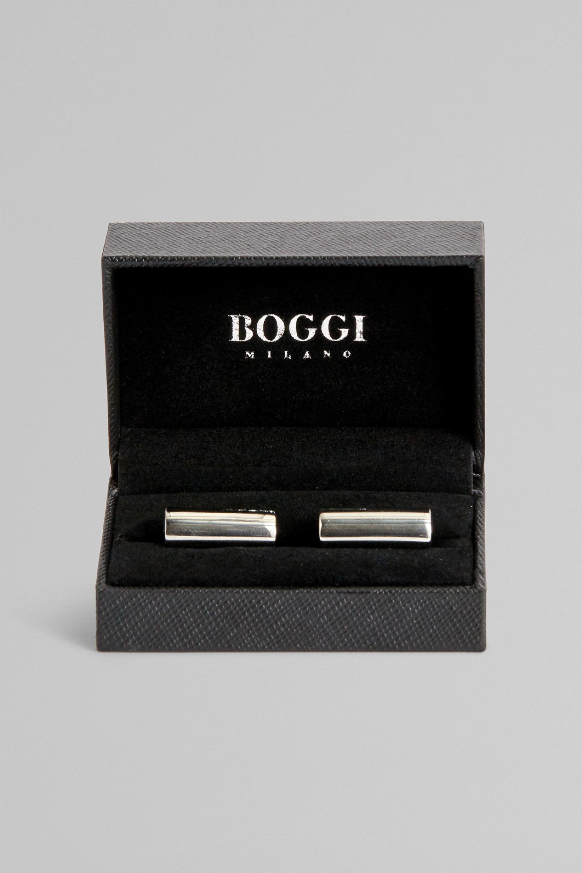 Grey Bar Logo Cufflinks, Silver, large image number 1