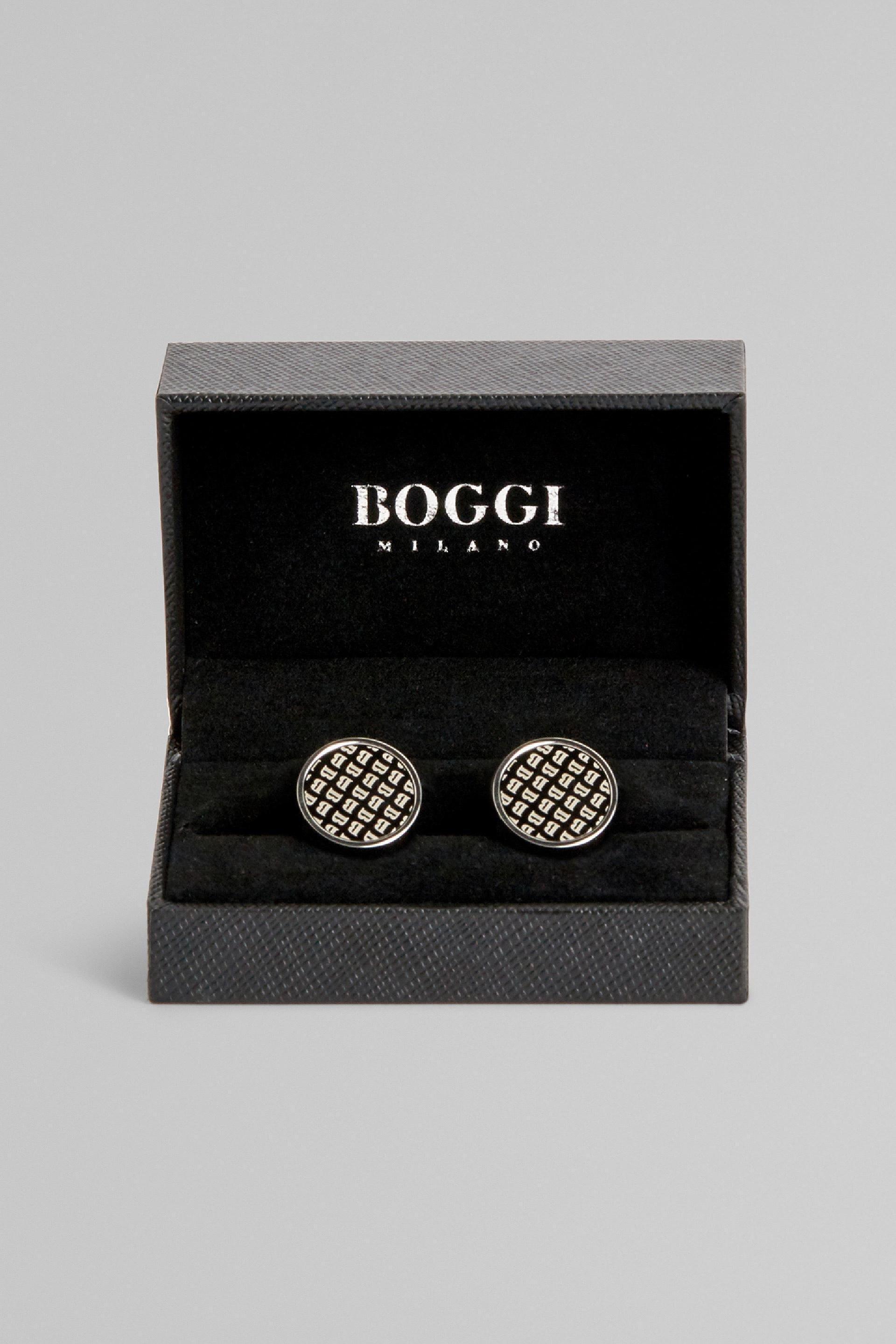 Grey Circular Logo Cufflinks, Silver, large image number 0