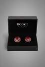 Boggi Milano - Red Metal Round Floral Cufflinks