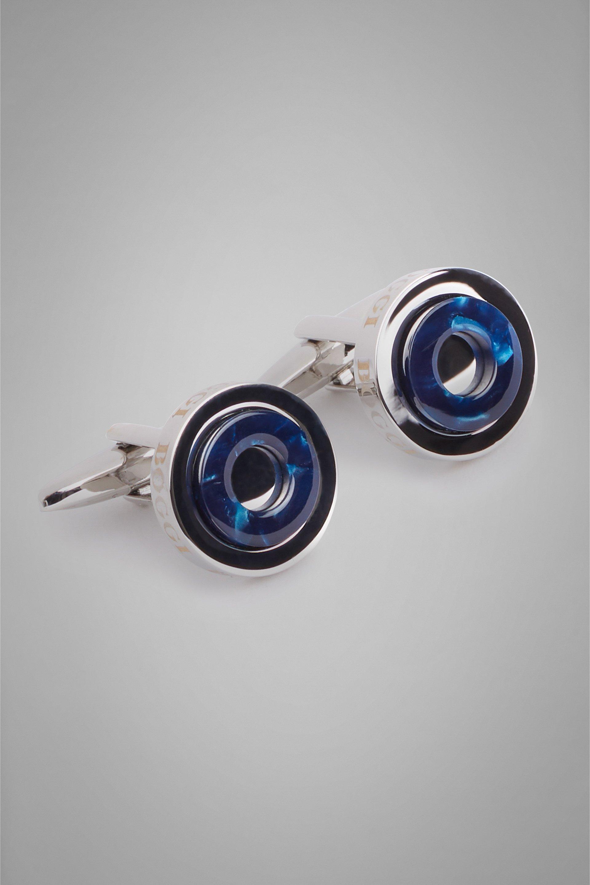 Circular Cufflinks with Contrast, Silver, Silver, medium
