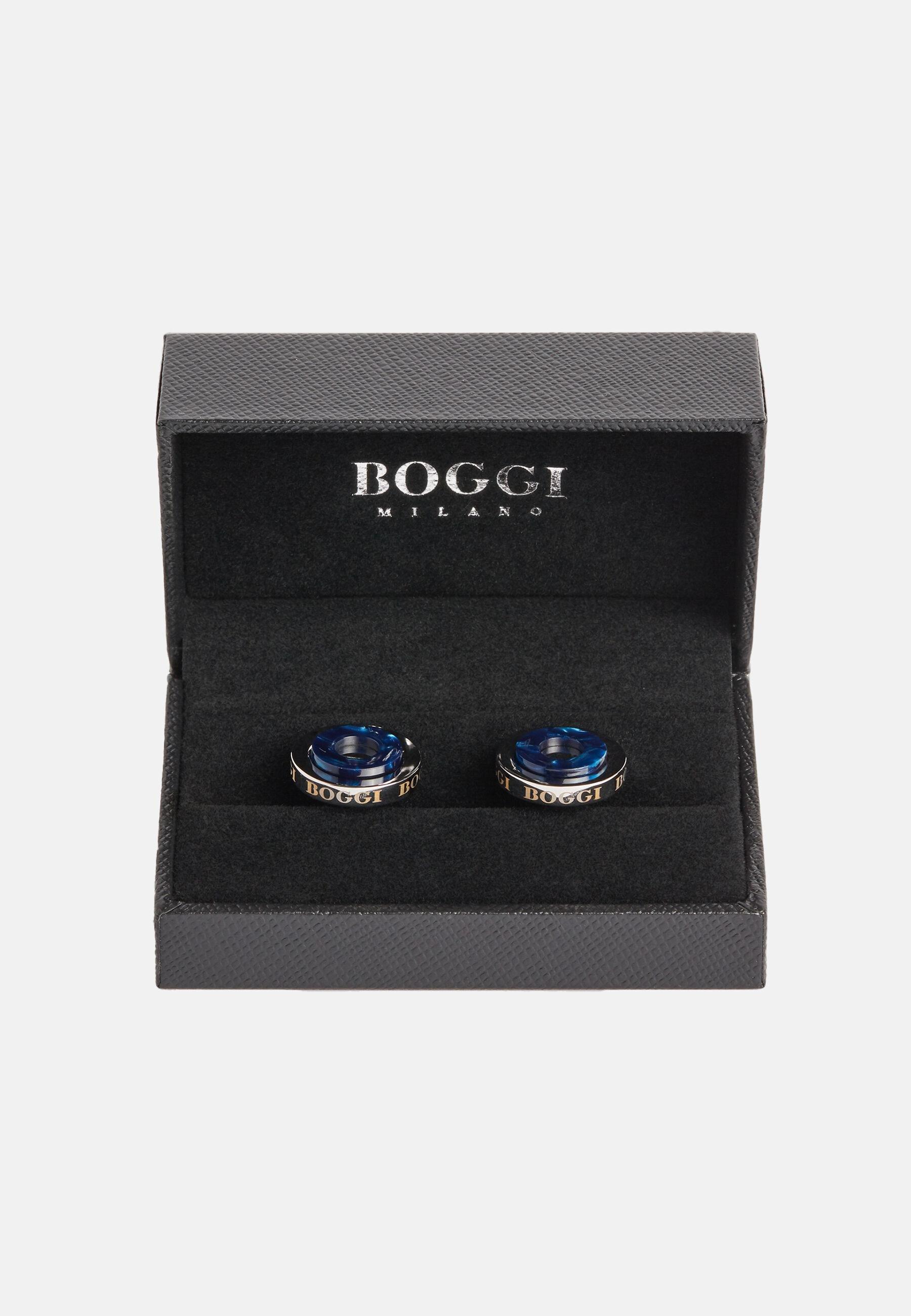 Circular Cufflinks with Contrast, Silver, Silver, medium