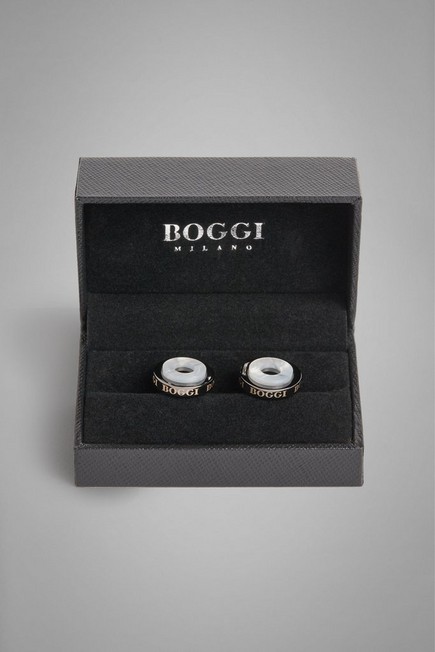 Boggi Milano - Grey Circular Cufflinks With Contrast