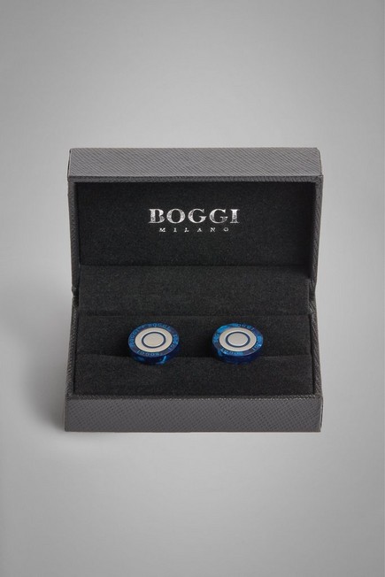 Boggi Milano - Blue Circular Cufflinks With Contrast For Men