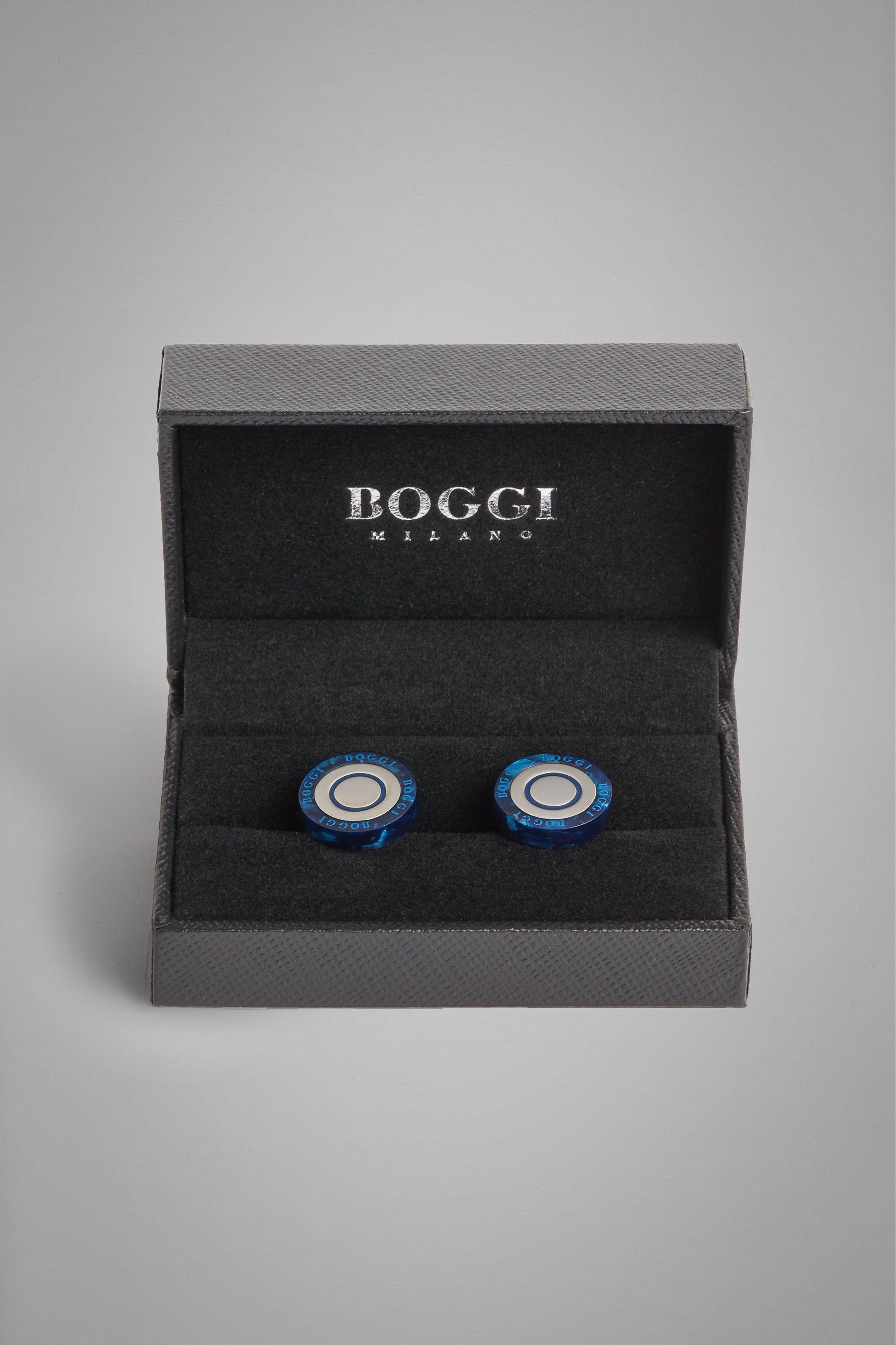 Blue Contrast Circular Cufflinks, , medium