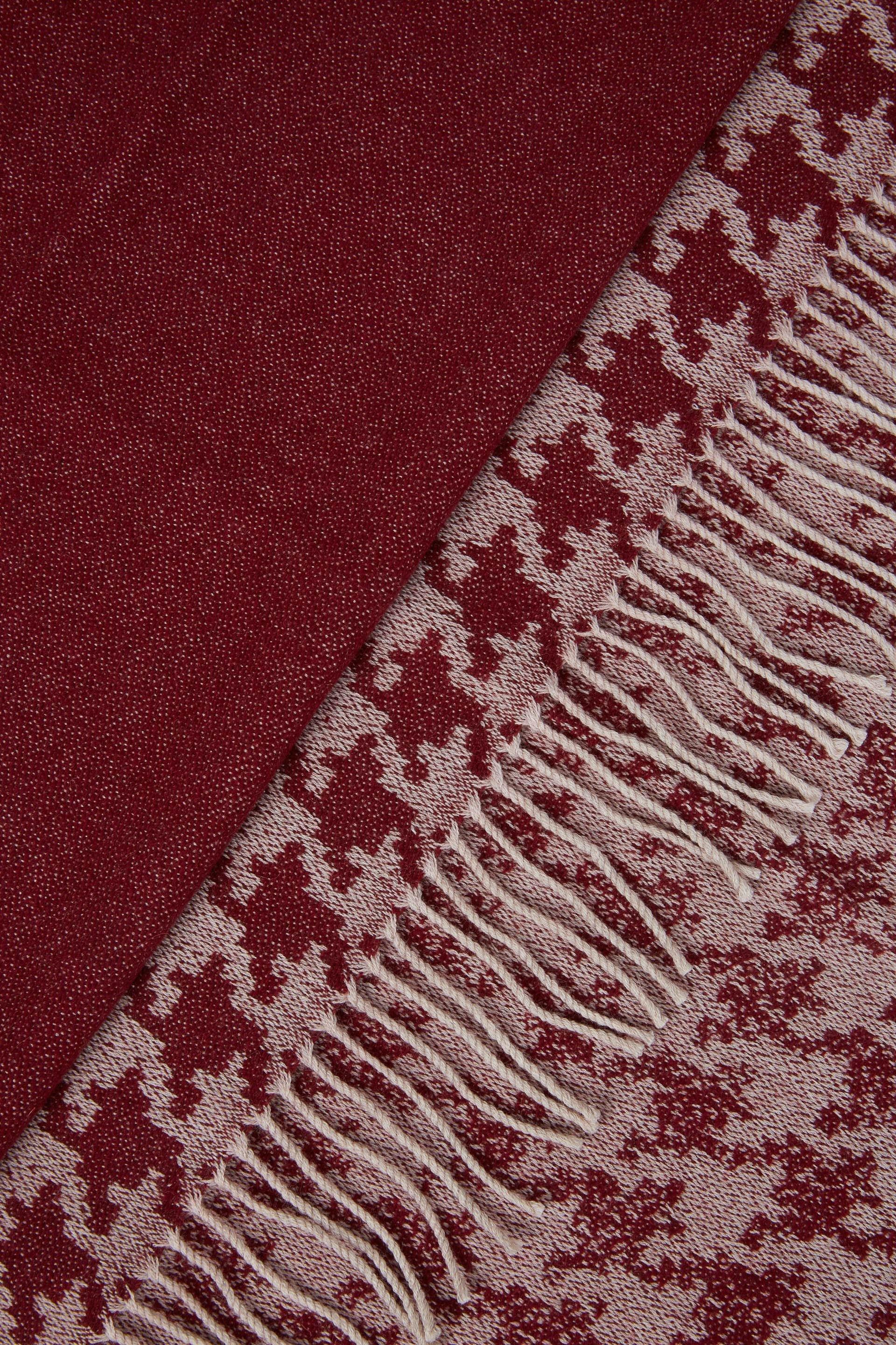 Burgundy Gradient Hounds Tooth Wool Scarf For Men, , large image number 1