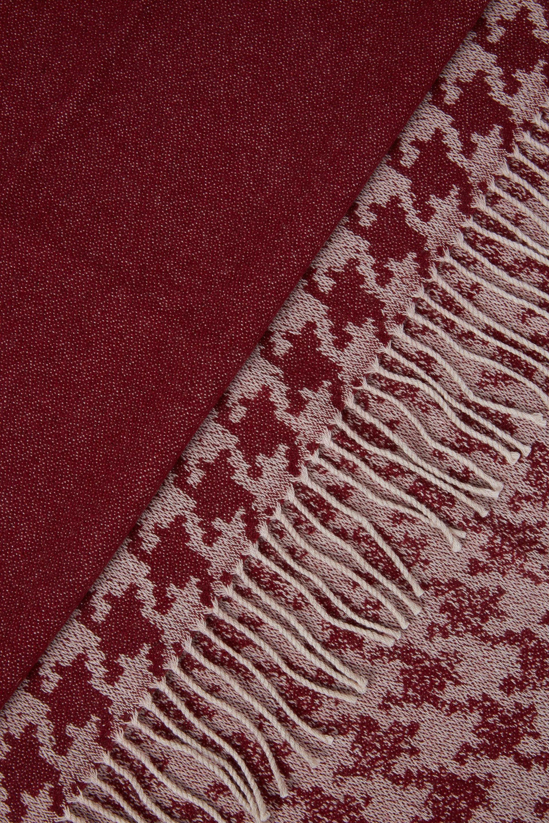 Burgundy Gradient Hounds Tooth Wool Scarf For Men, , large image number 2