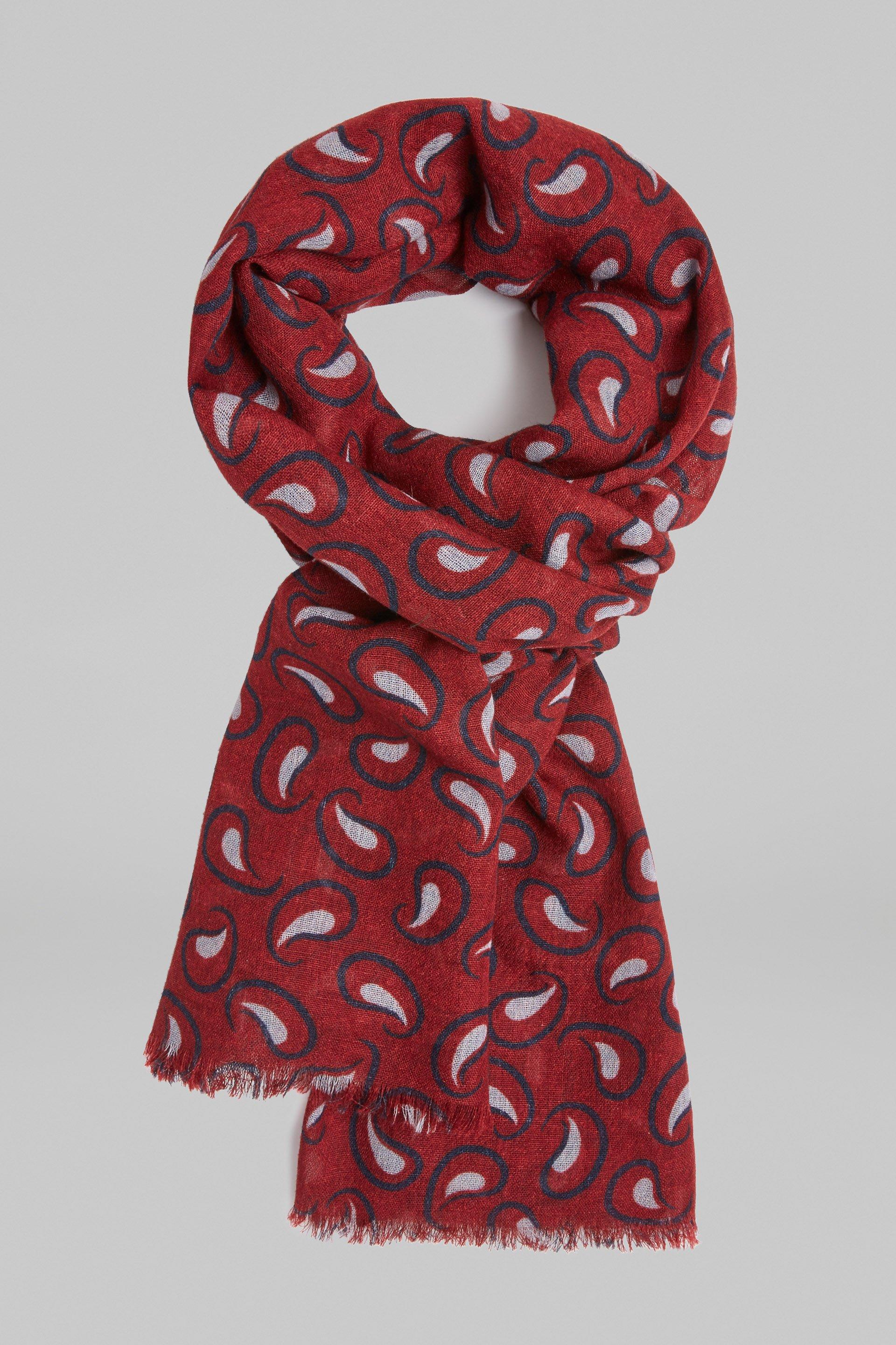 Burgundy Printed Wool Scarf For Men, , large image number 0