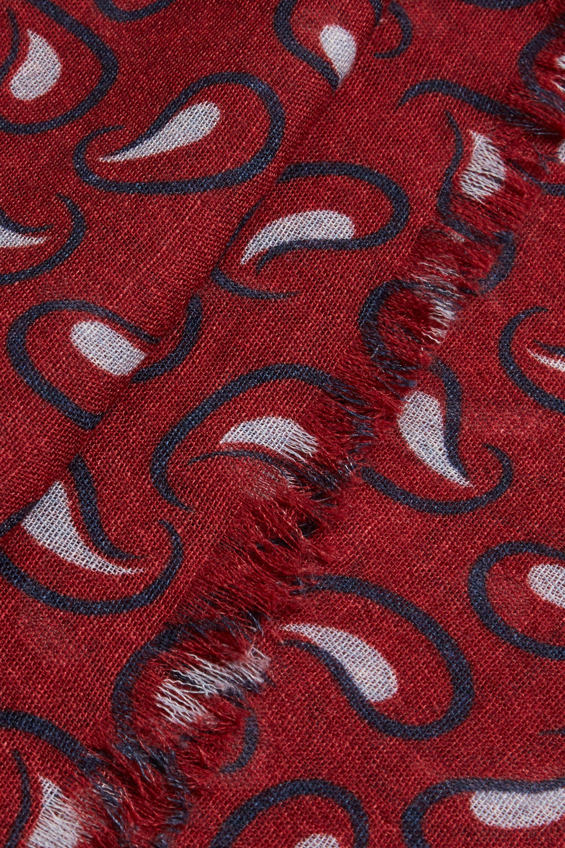 Burgundy Printed Wool Scarf For Men, , large image number 2