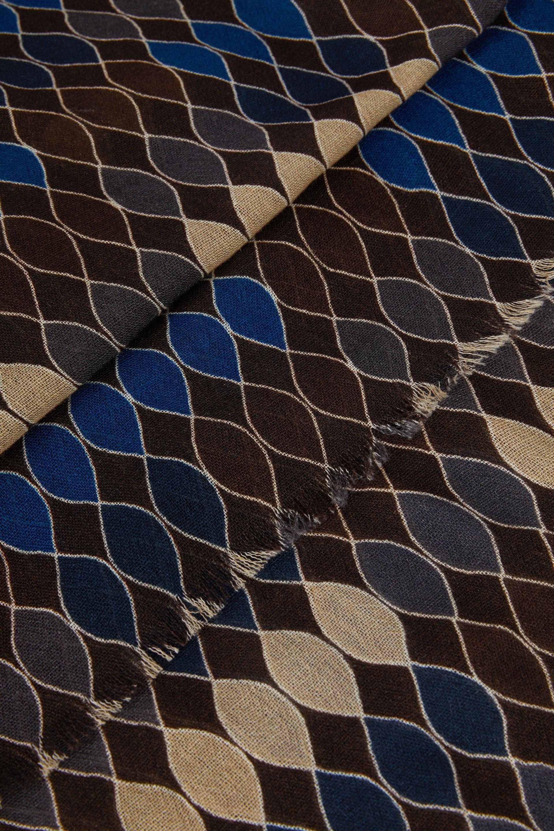 Brown Geometric Print Wool Scarf For Men, , large image number 1