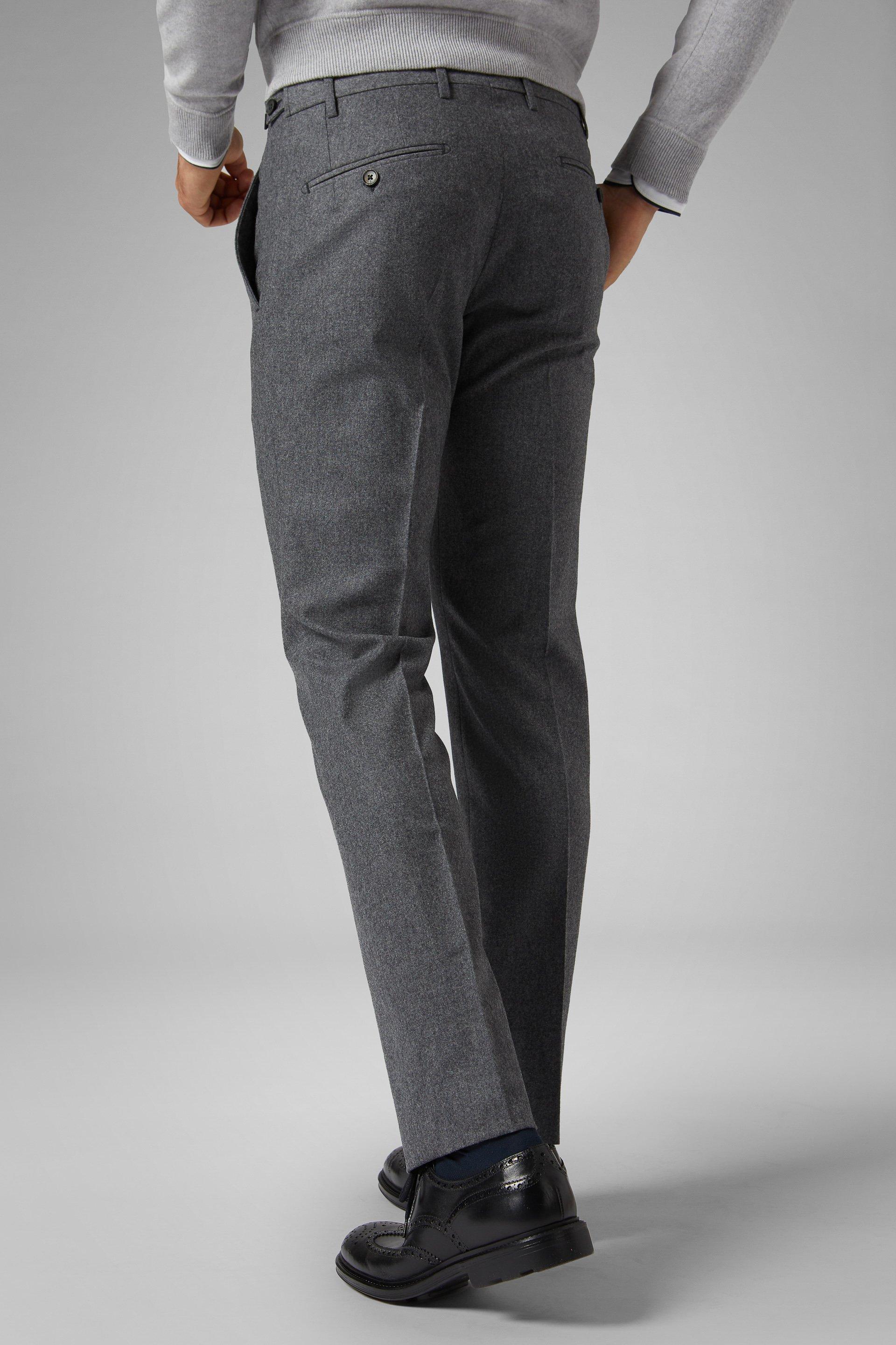 Boggi Milano - Grey Stretch Wool Flannel Slim Trousers