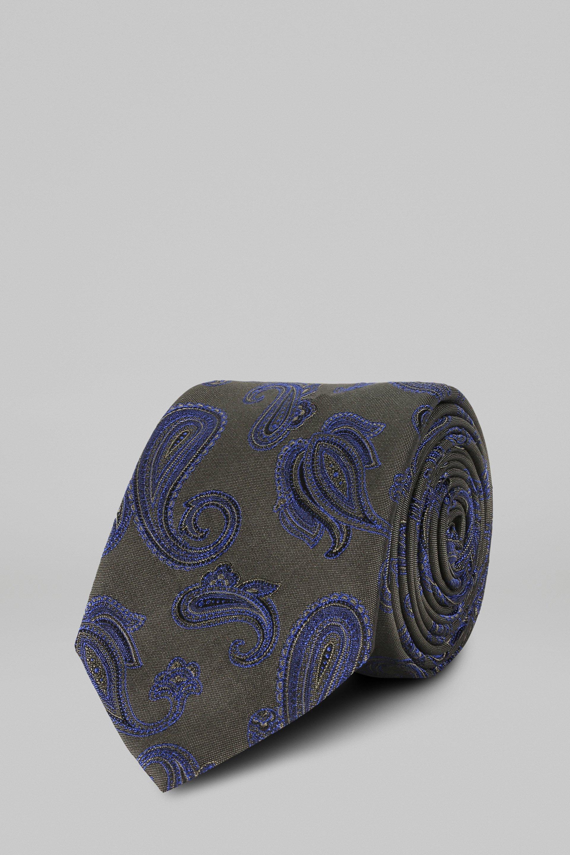 Green Macro Paisley Silk Jacquard Tie For Men, , large image number 0