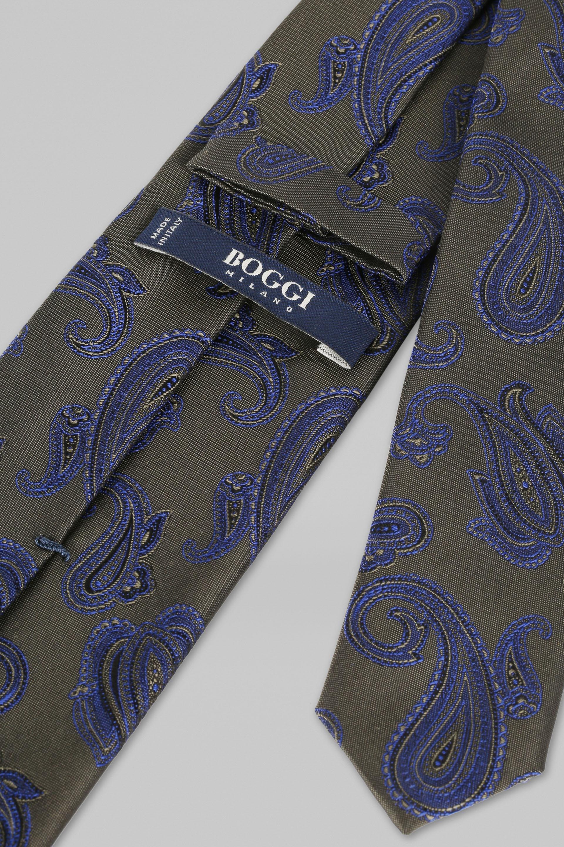 Green Macro Paisley Silk Jacquard Tie For Men, , large image number 1