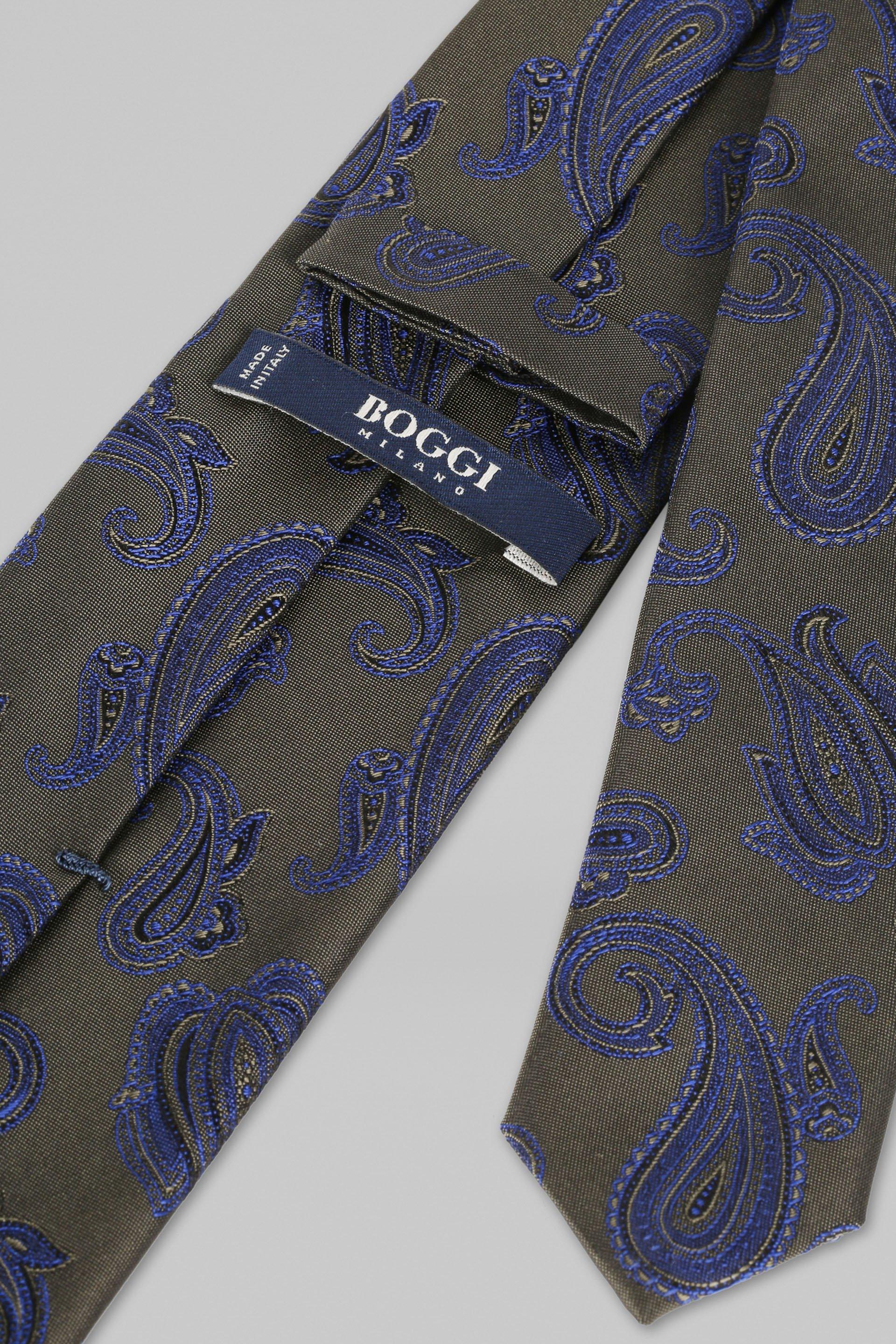 Green Macro Paisley Silk Jacquard Tie For Men, , large image number 2