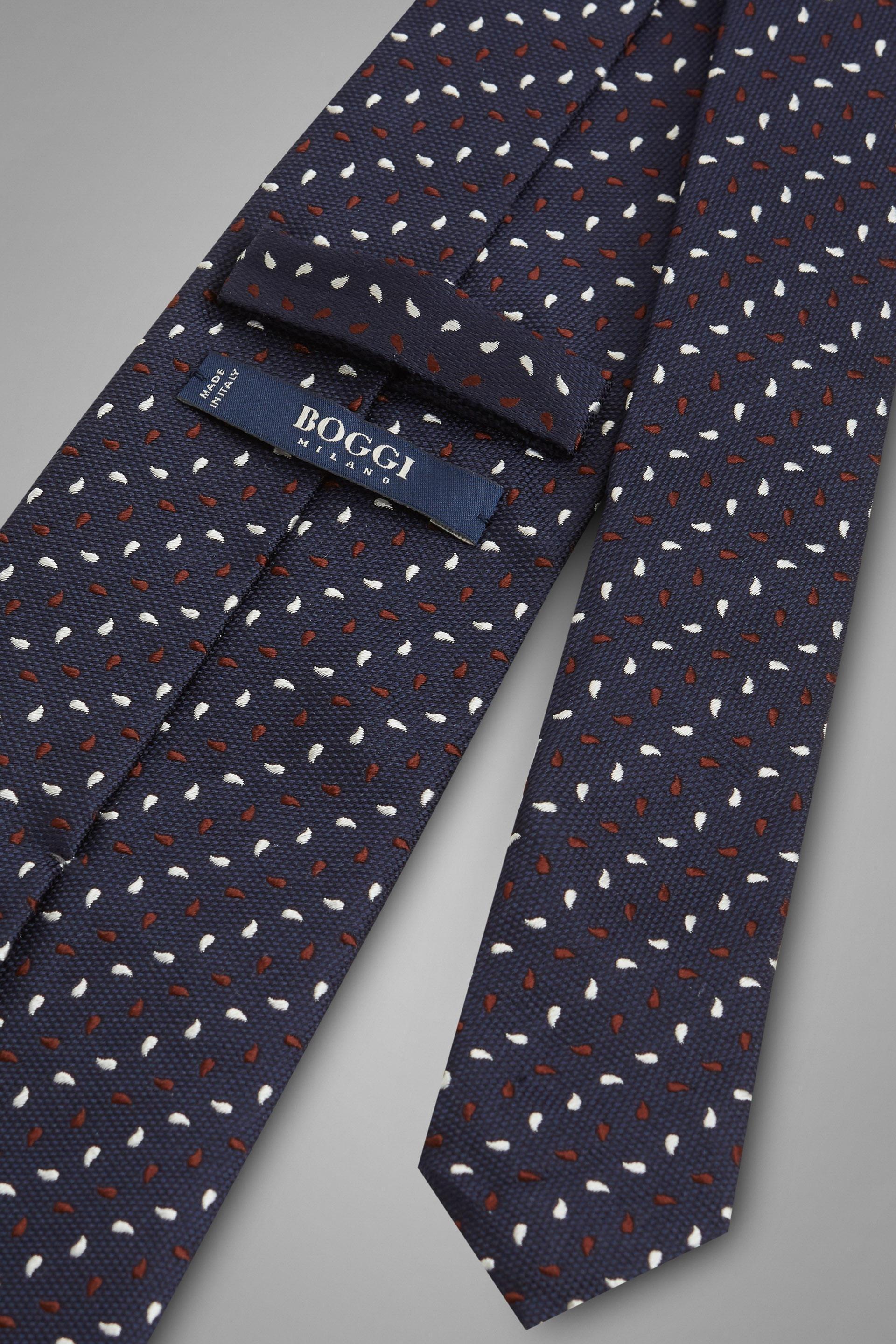 Blue Patterned Silk Jacquard Tie For Men, , large image number 1