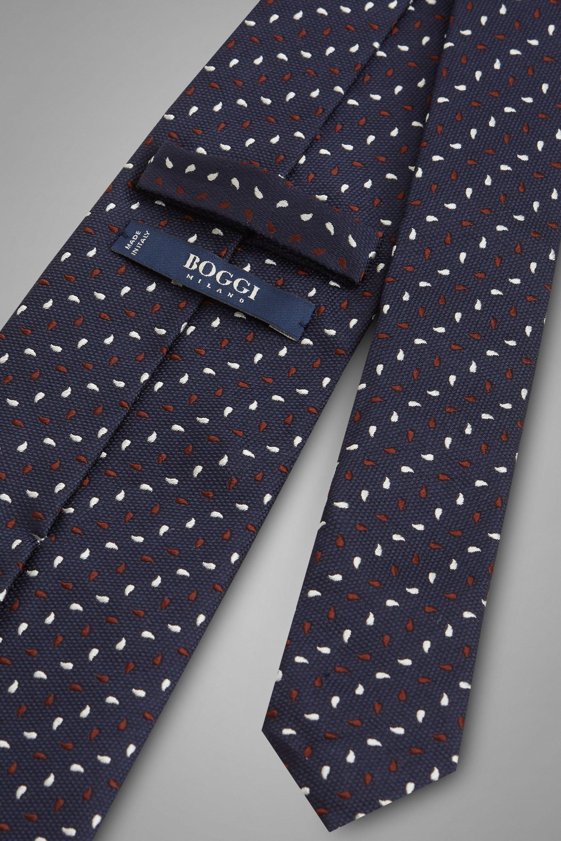 Blue Patterned Silk Jacquard Tie For Men, , large image number 2