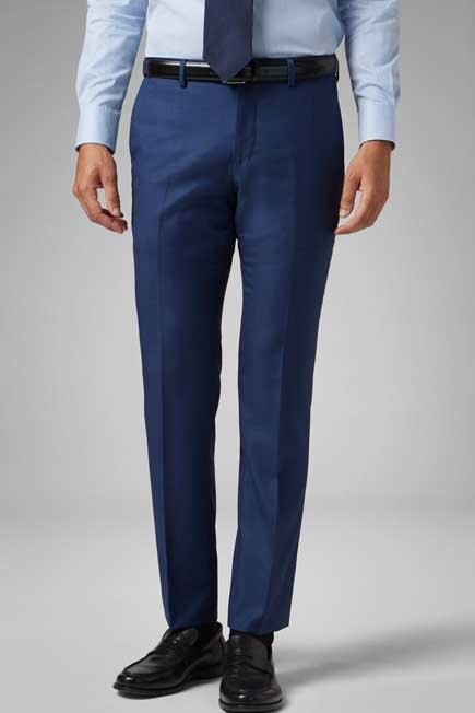 Boggi Milano - Blue Grisaille Trousers In Super 110 Wool- Regular