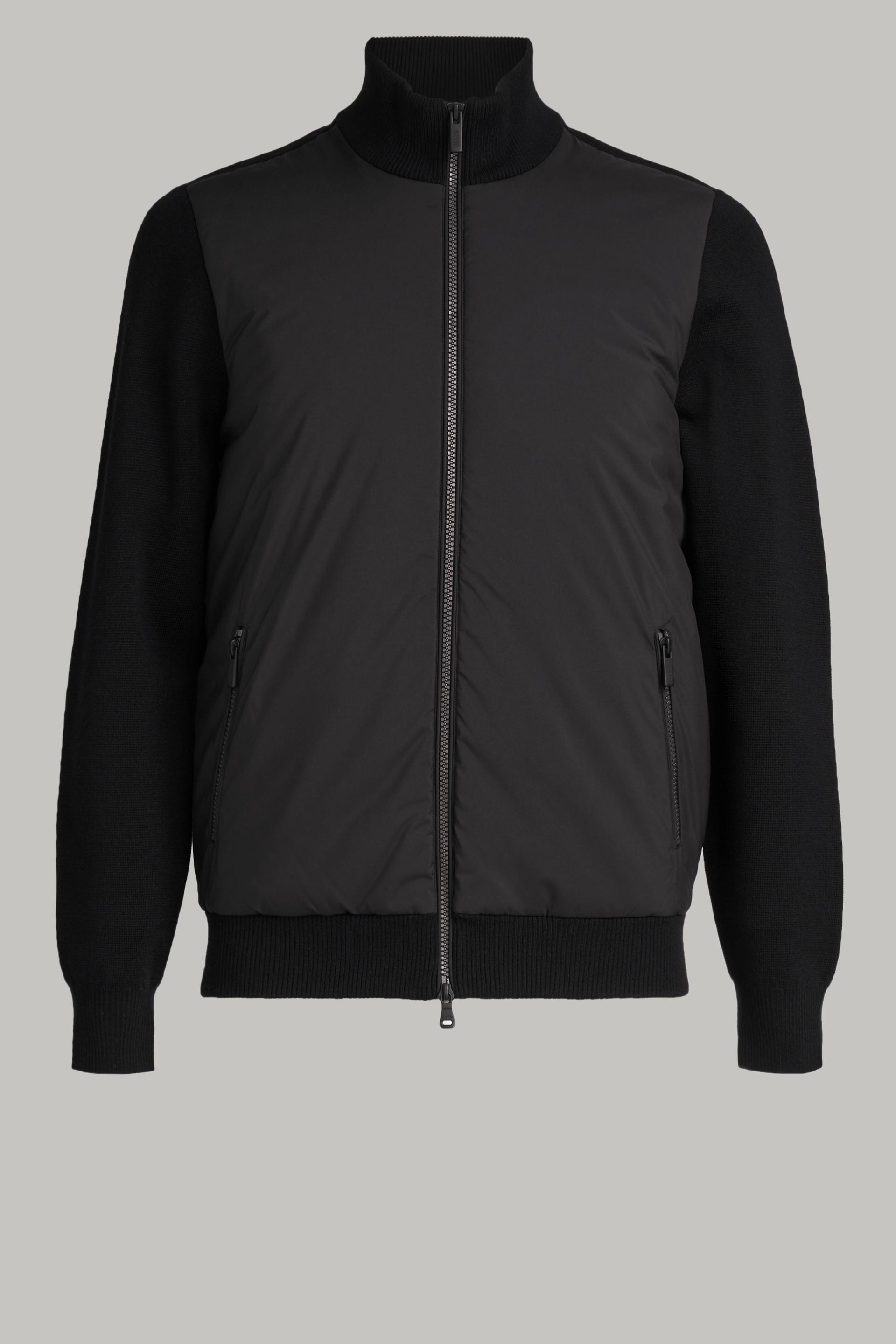 Black Padded Bomber Jacket, 3901_NERO, large image number 1