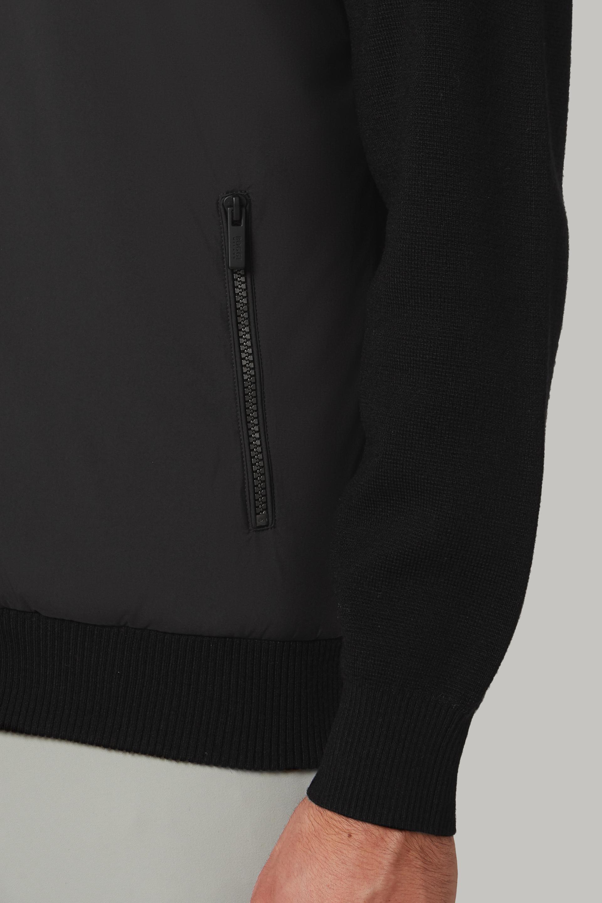 Black Padded Bomber Jacket, 3901_NERO, large image number 3