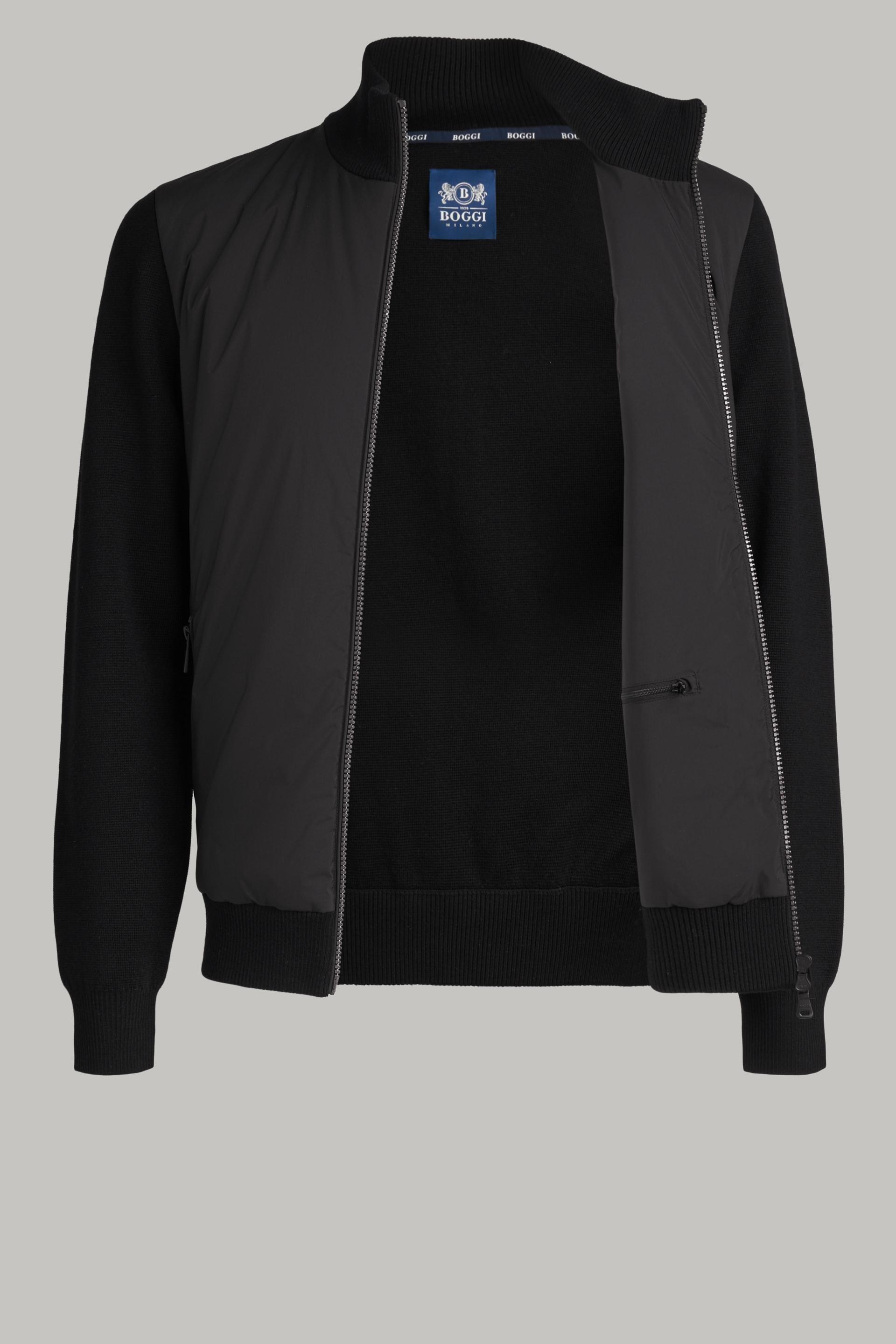 Black Padded Bomber Jacket, 3901_NERO, large image number 7
