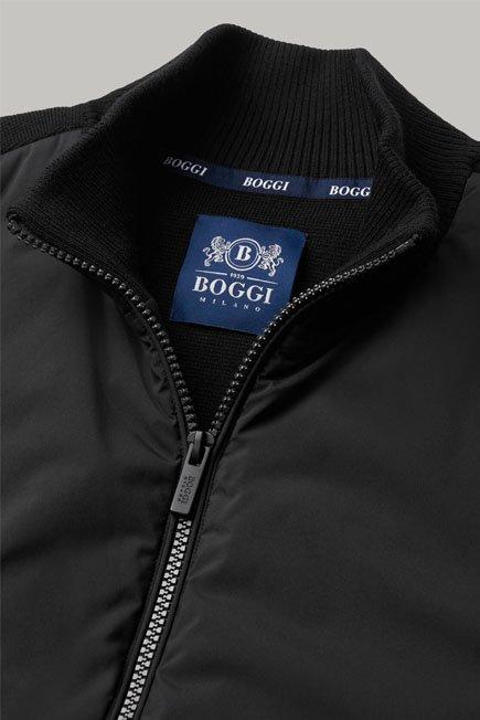 Black Padded Bomber Jacket, 3901_NERO, large image number 10