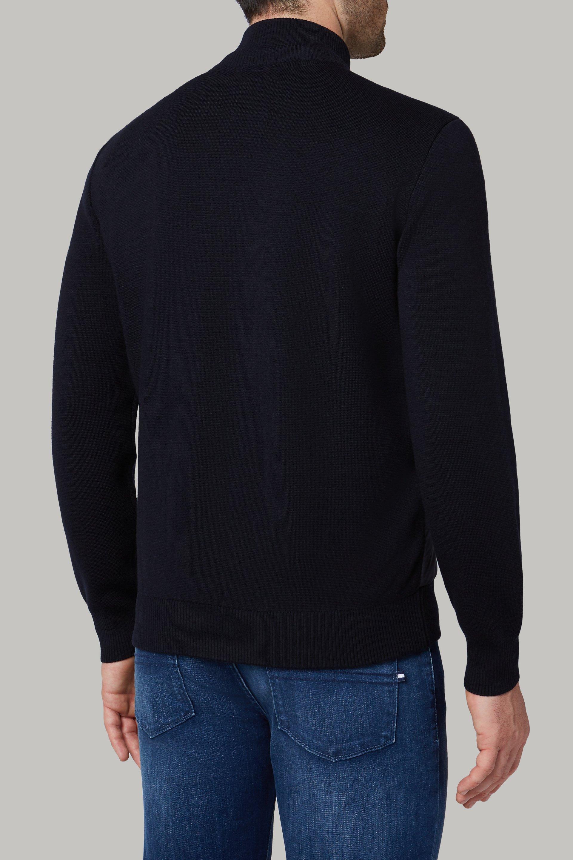 Navy Padded Bomber Jacket In Technical Fabric And Wool For Men, 3901_NAVY, large image number 4