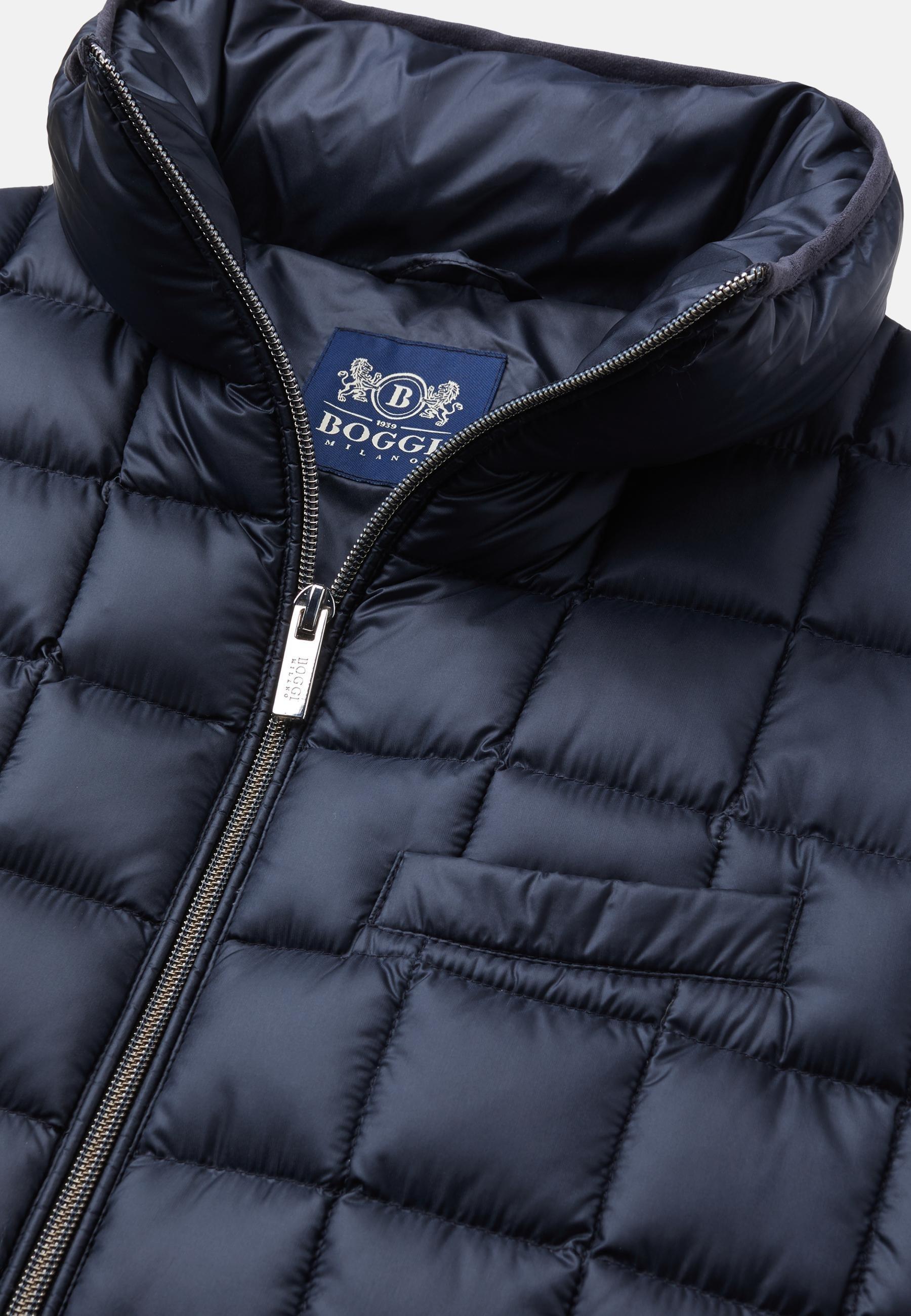 Navy Down-Filled Quilted Nylon Gilet For Men, Navy blue, large image number 4
