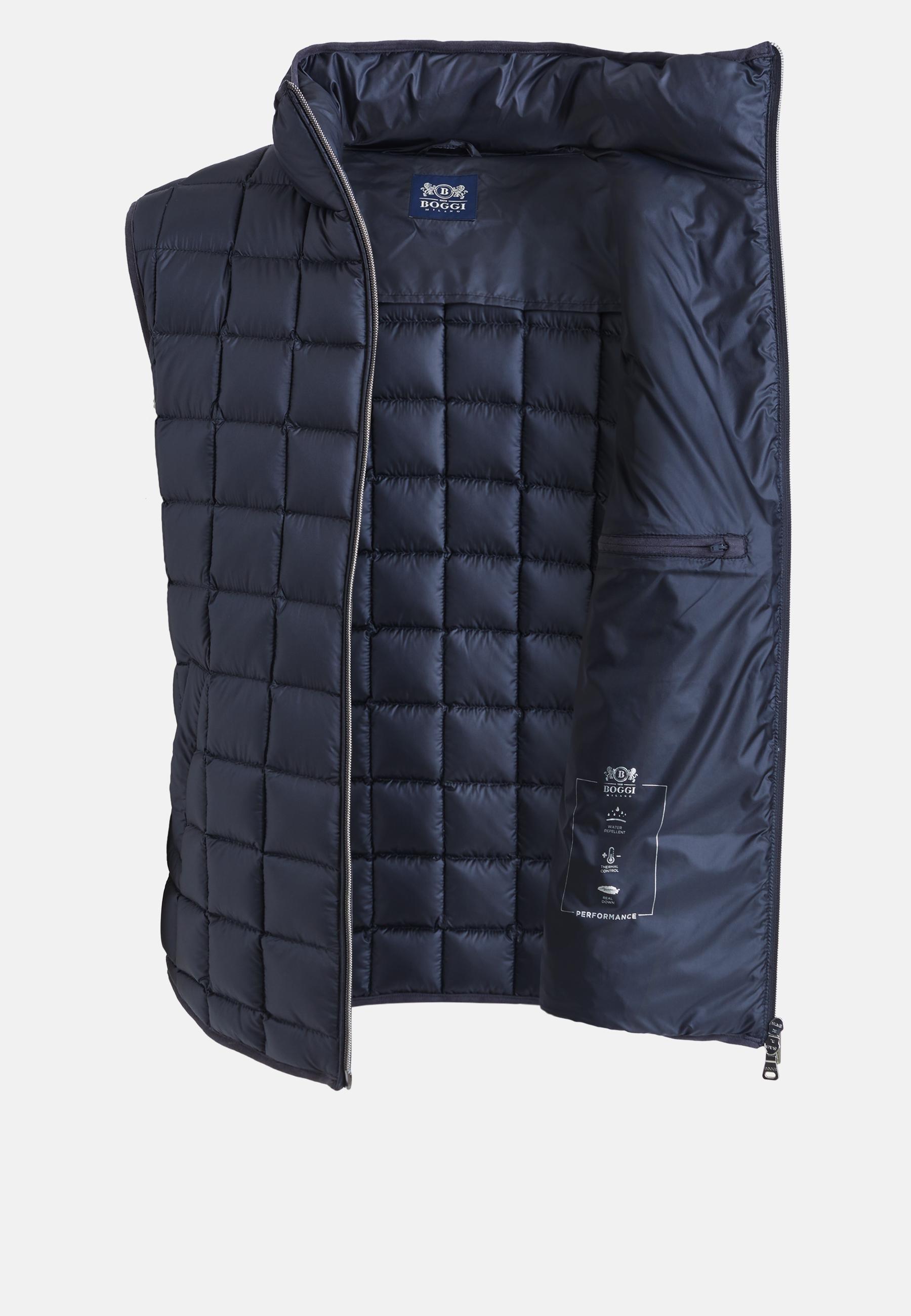 Navy Down-Filled Quilted Nylon Gilet For Men, Navy blue, large image number 6