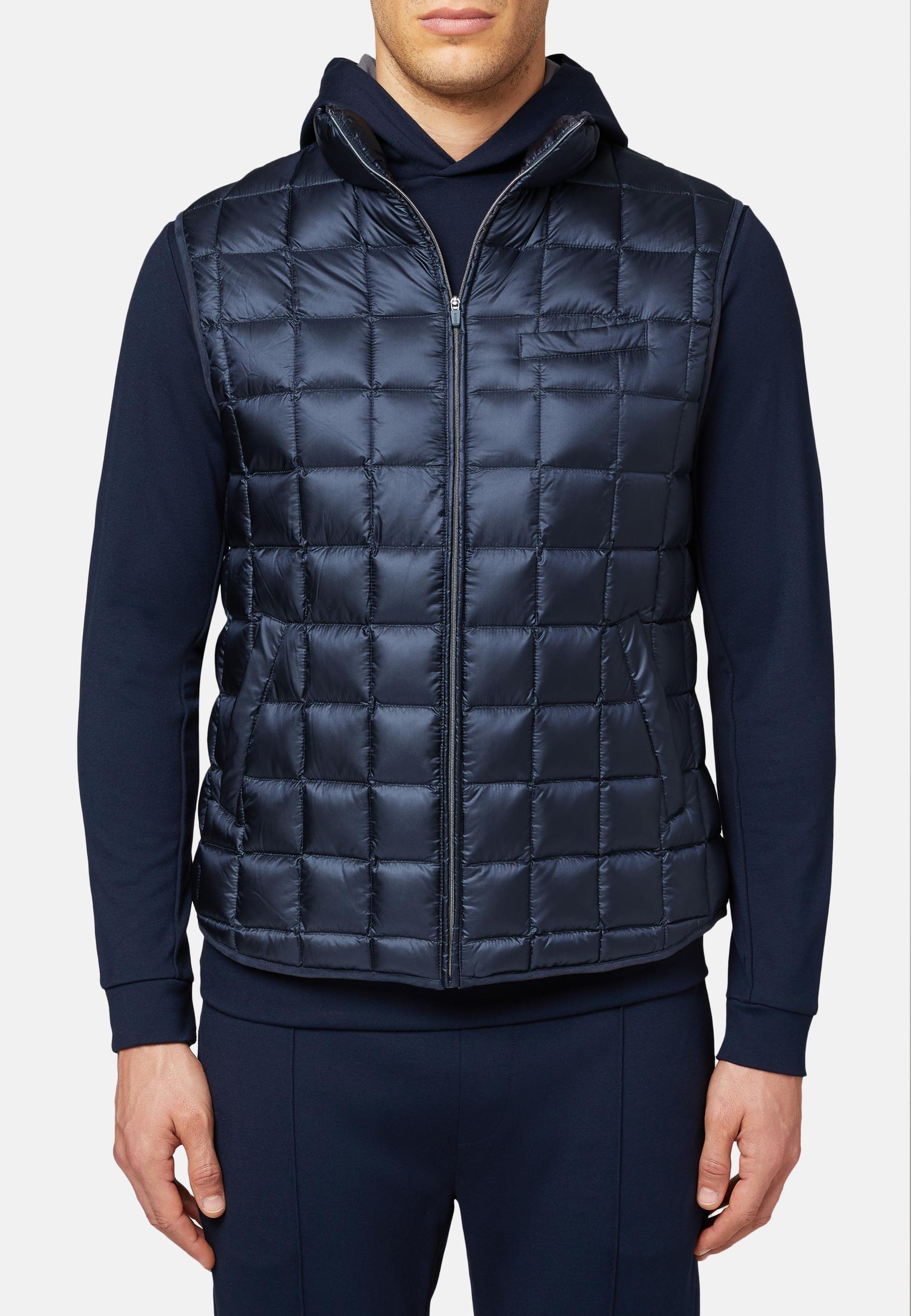 Navy Down-Filled Quilted Nylon Gilet For Men, Navy blue, large image number 8