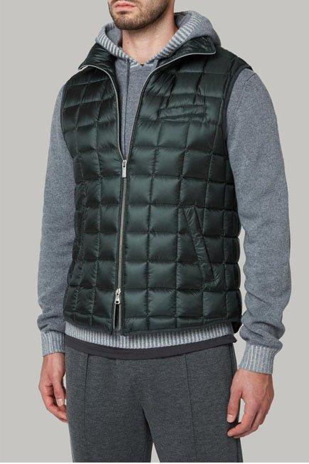 Military Green Down-Filled Quilted Nylon Gilet For Men, , large image number 0