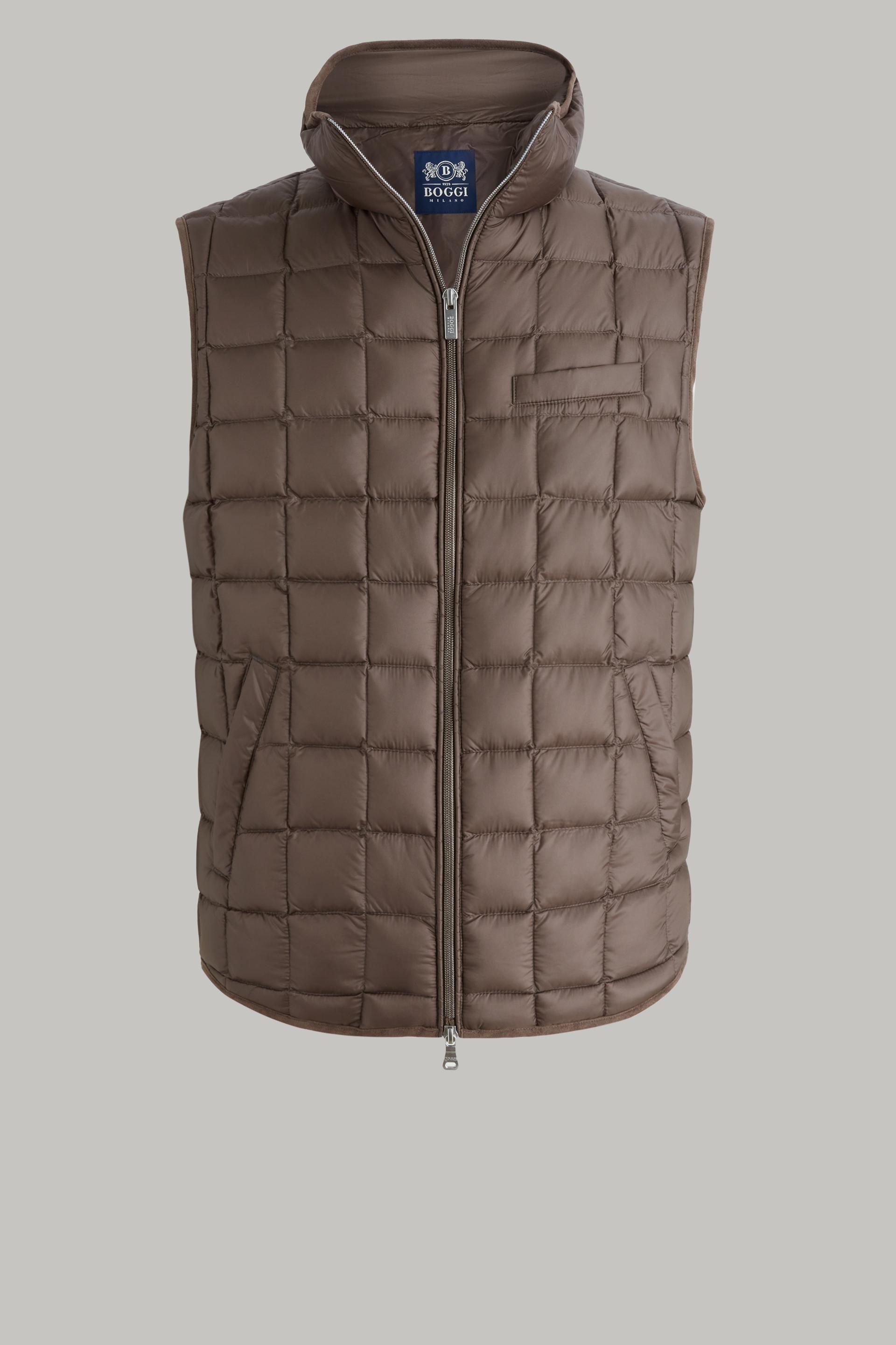 Brown Down-Filled Quilted Nylon Gilet For Men, Dark brown, large image number 1