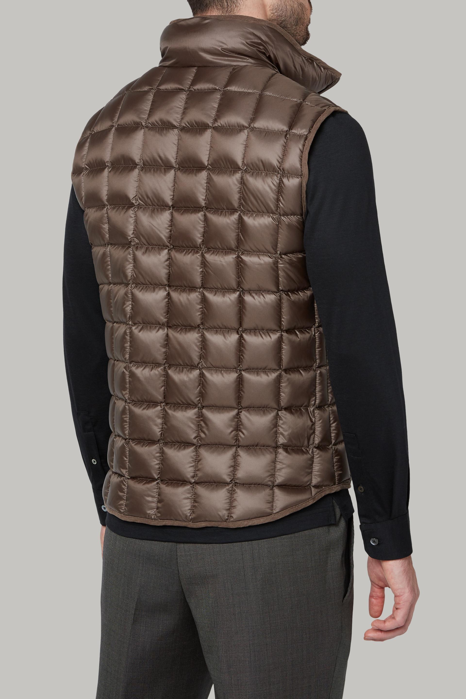Brown Down-Filled Quilted Nylon Gilet For Men, Dark brown, large image number 6