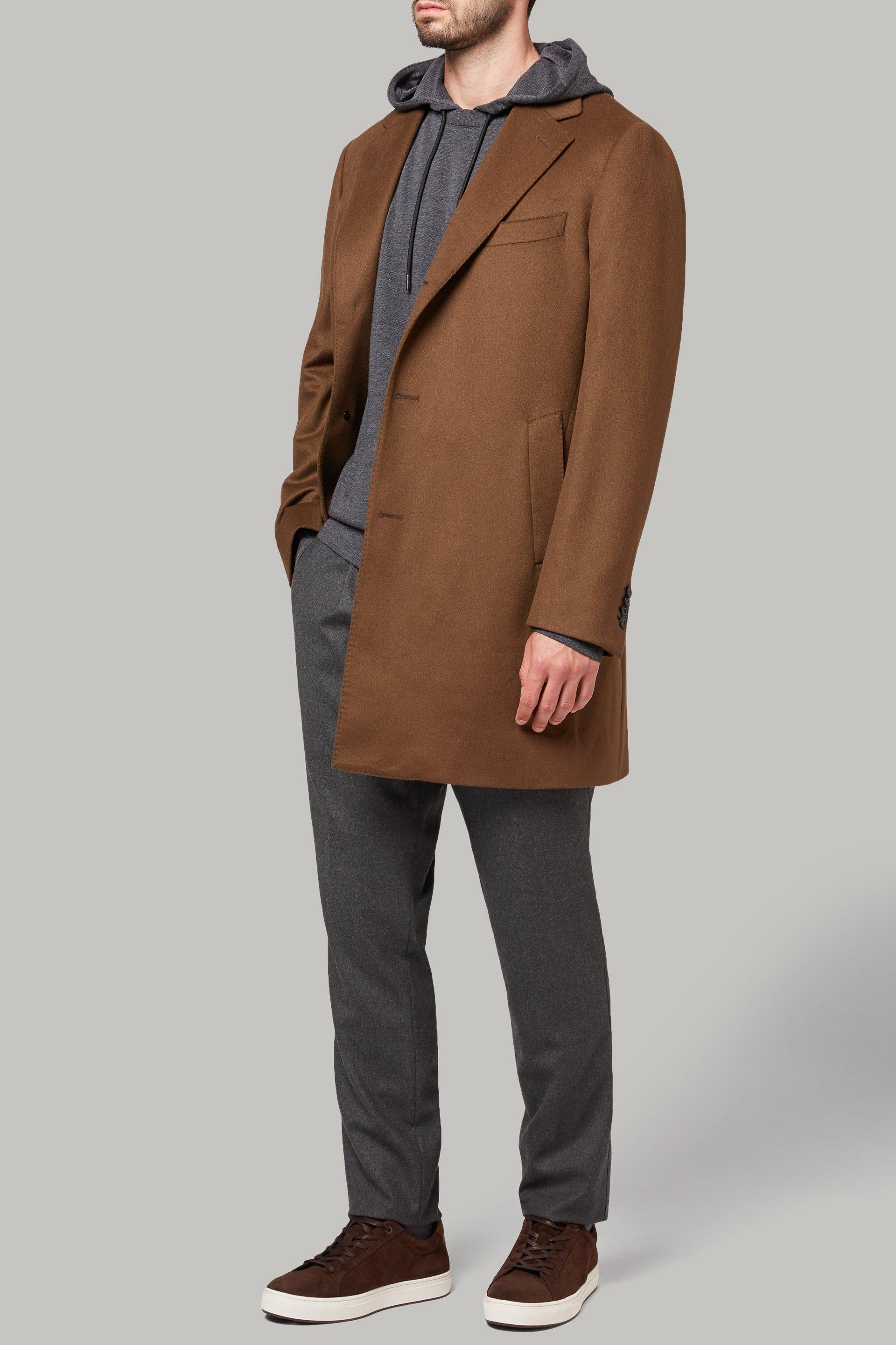 Blue Single-Breasted Cashmere Coat For Men, , large image number 0