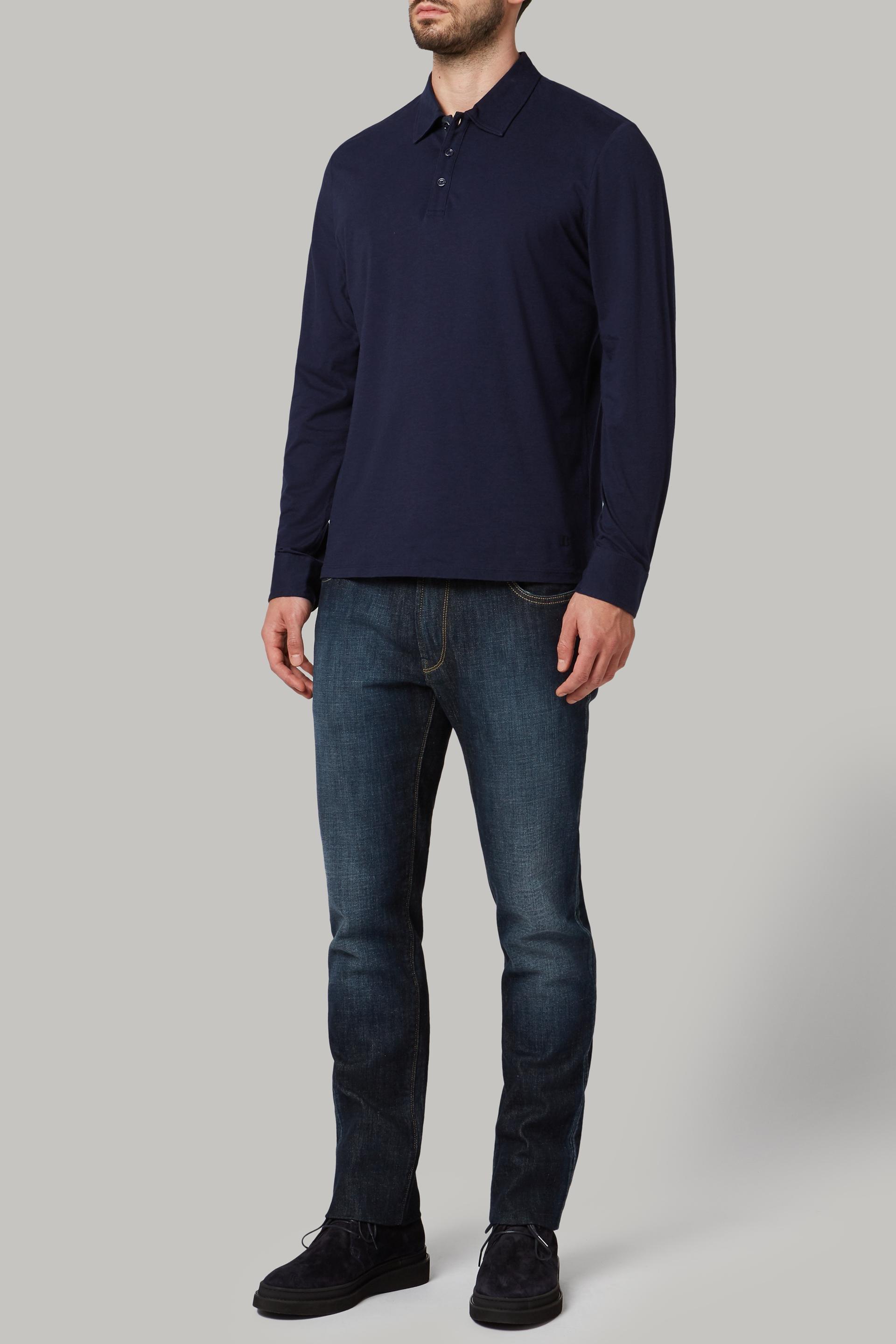 قميص بولو كحلي بأكمام طويلة للرجال - عادي, 3901_NAVY, medium