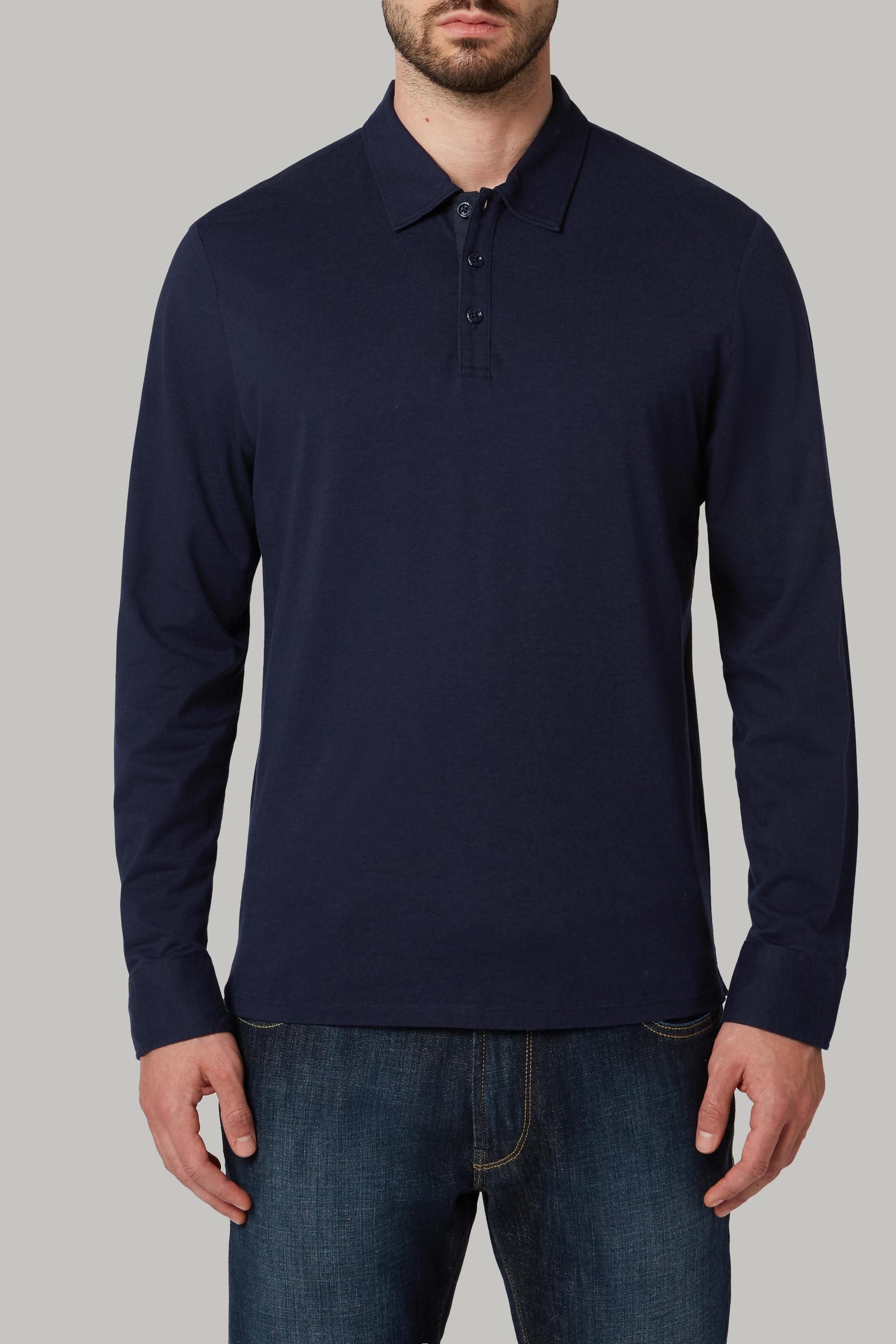 قميص بولو كحلي بأكمام طويلة للرجال - عادي, 3901_NAVY, medium