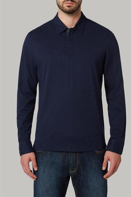 Navy Long-Sleeved Polo Shirt, 3901_NAVY, large image number 2