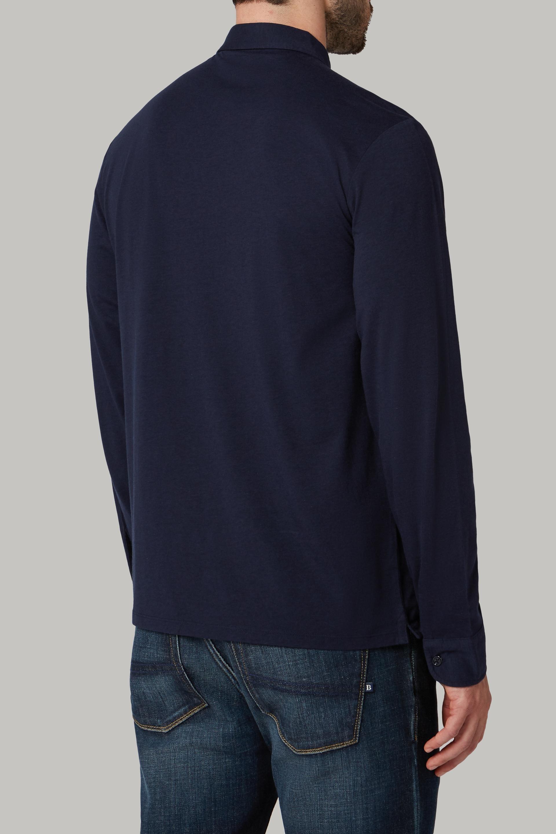 Navy Long-Sleeved Polo Shirt, 3901_NAVY, large image number 3