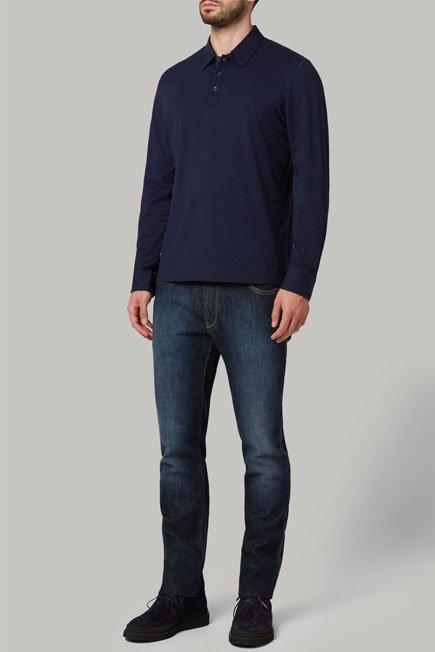 Navy Long-Sleeved Polo Shirt, 3901_NAVY, large image number 6